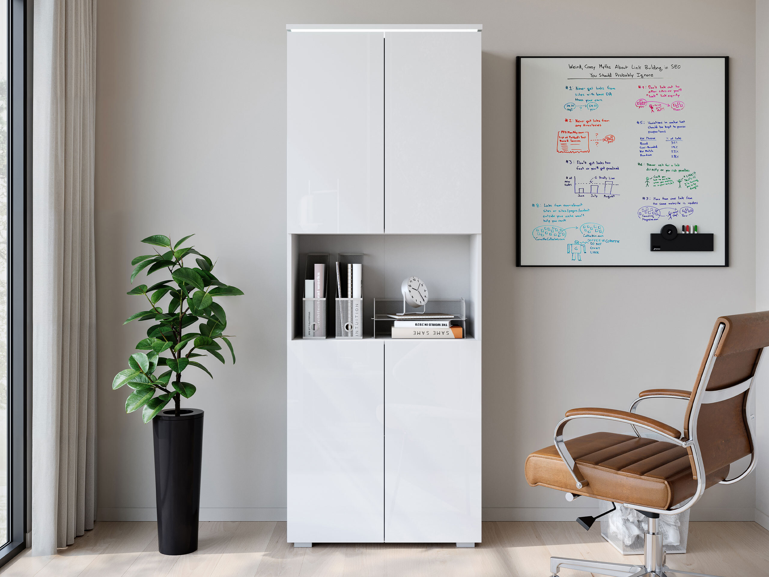 Estante Mirfivo 106 (Branco + Branco brilhante)