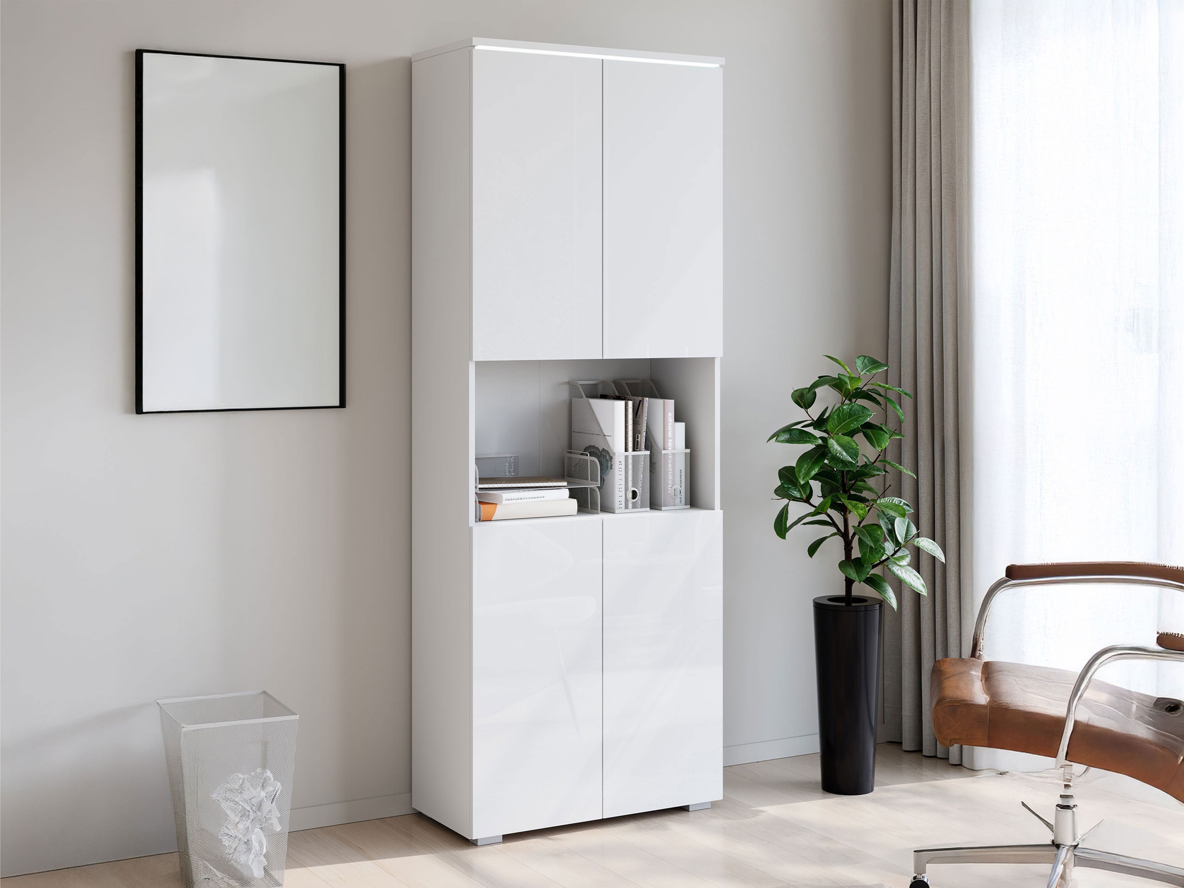 Estante Mirfivo 106 (Branco + Branco brilhante)