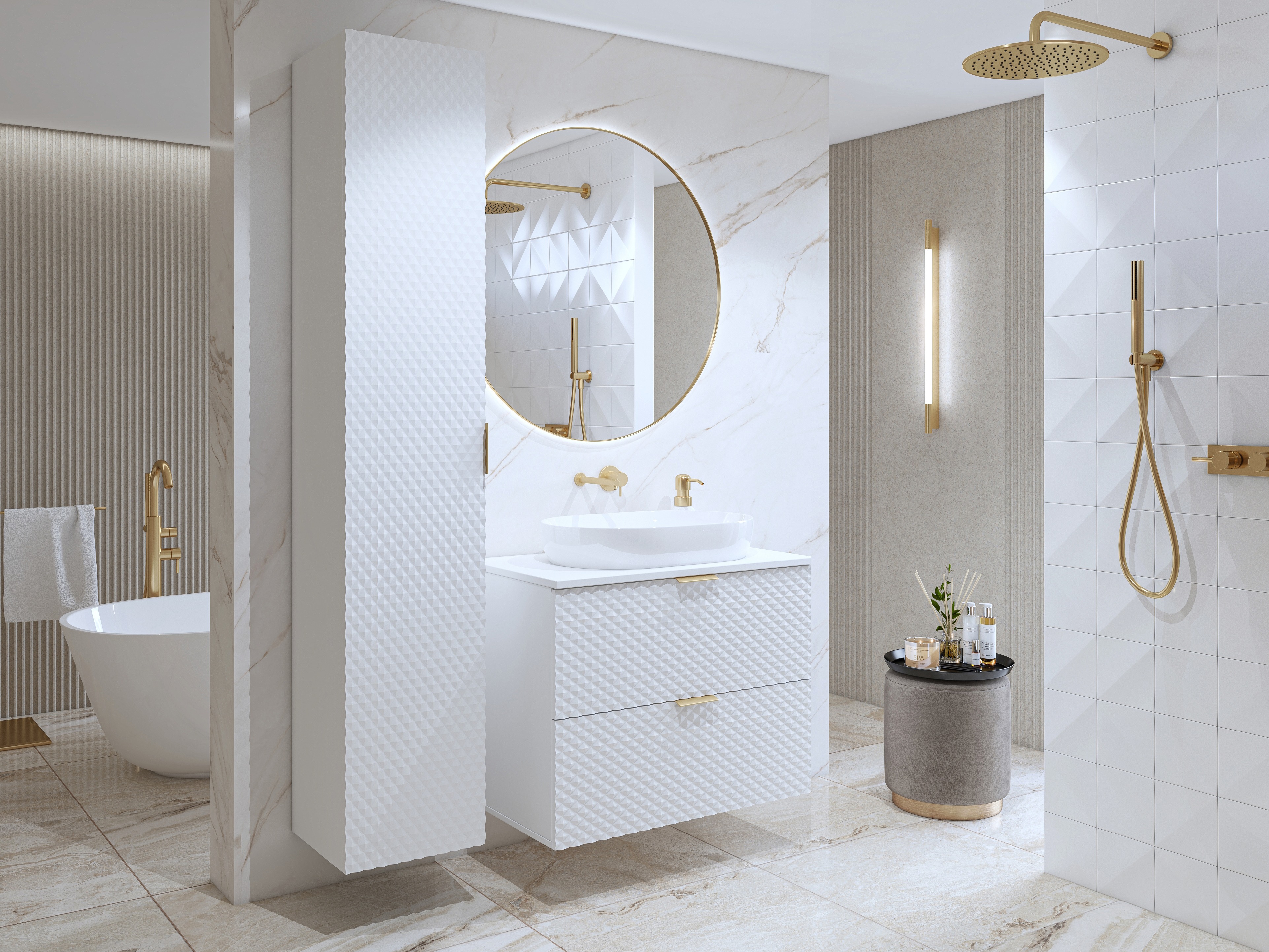 Conjunto para casa de banho Liretu 108 (Branco)