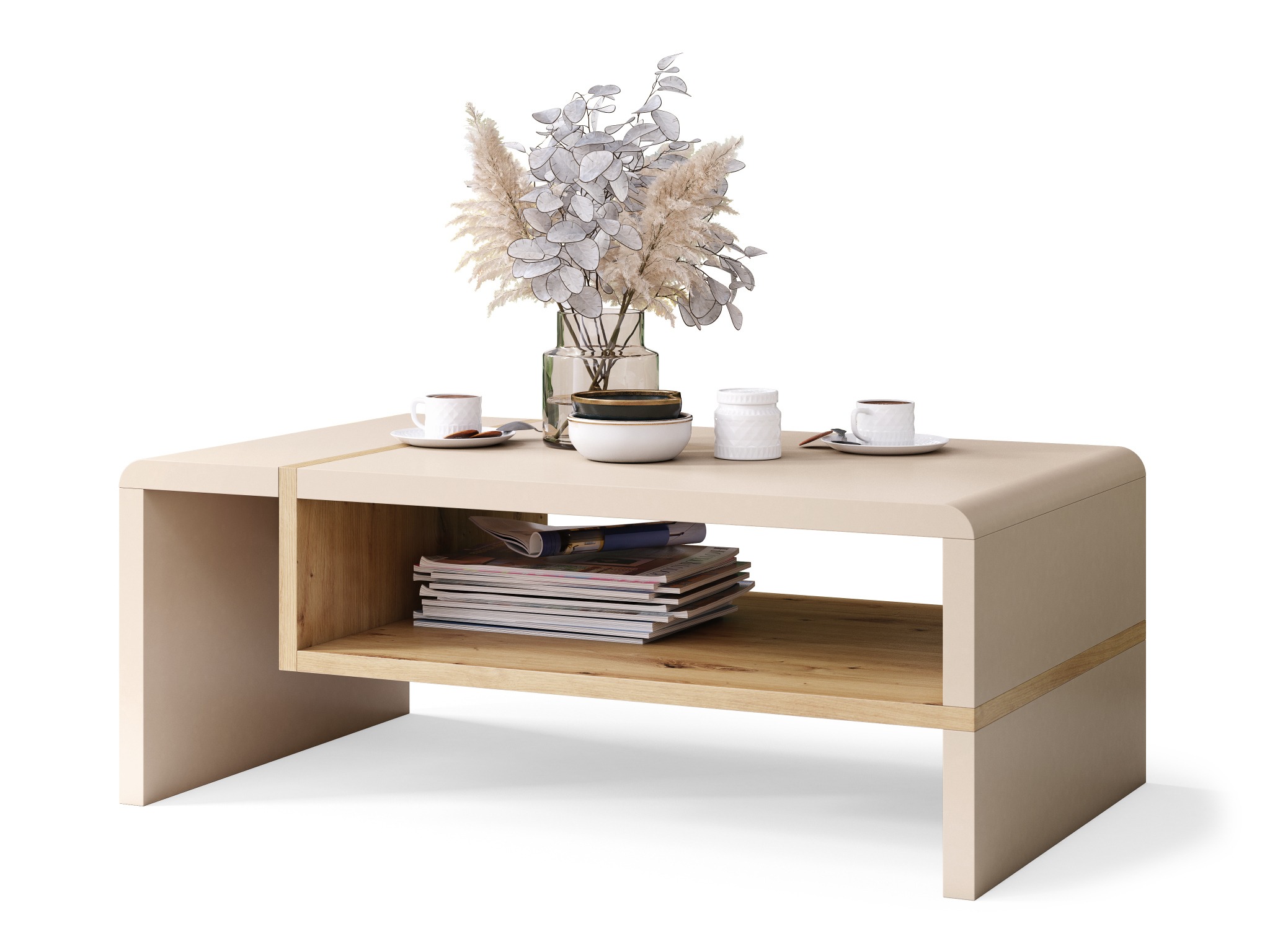 Mesa de centro Glendale 102 (Bege + Carvalho Artisan)