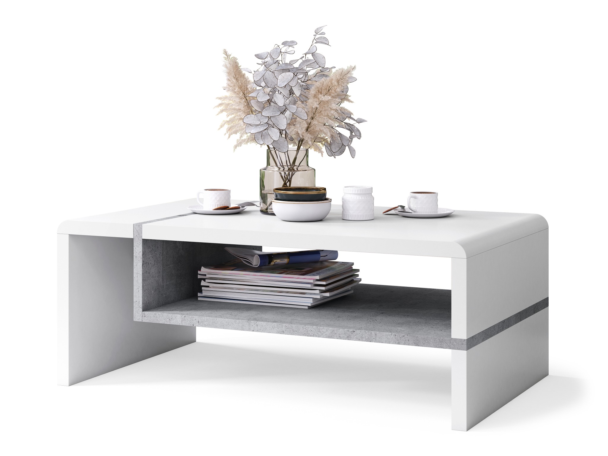 Mesa de centro Glendale 102 (Branco + Cimento)