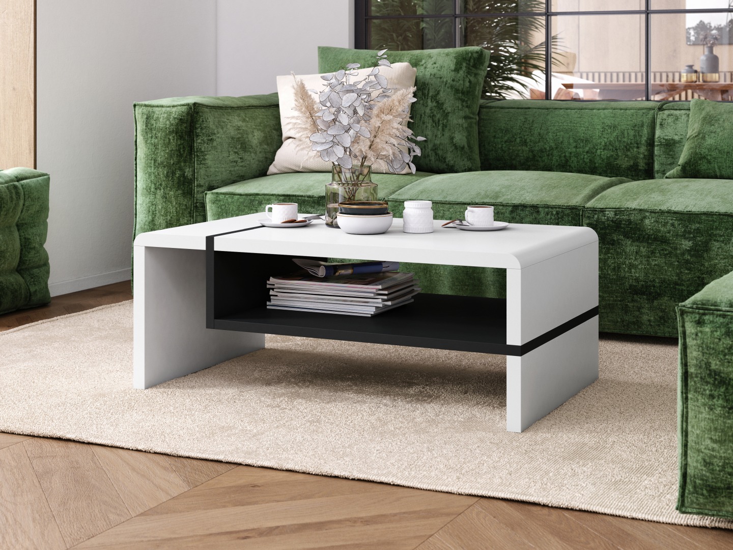 Mesa de centro Glendale 102 (Branco + Preto)