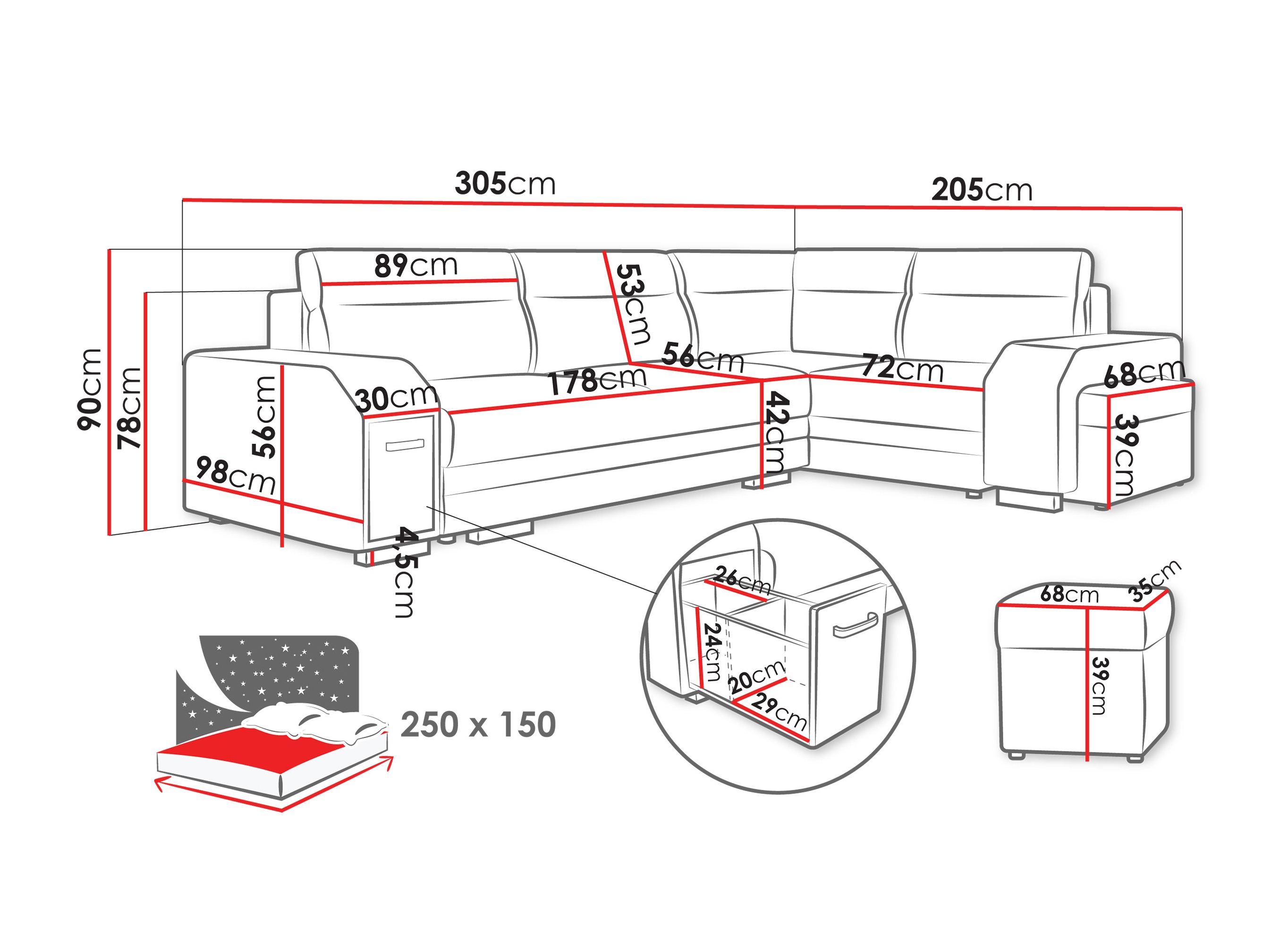Sofá de canto Kingsport 116 (Nazar 225.01)