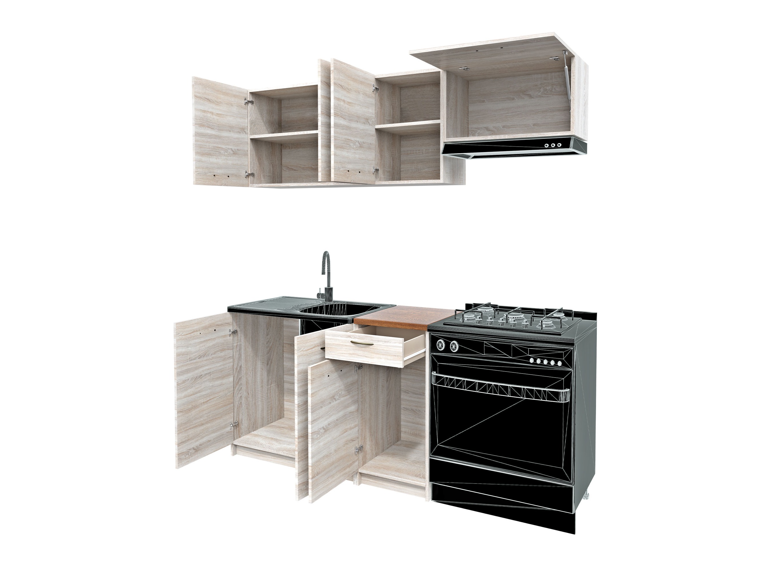 Conjunto para cozinha Ota (Carvalho sonoma + Bege)