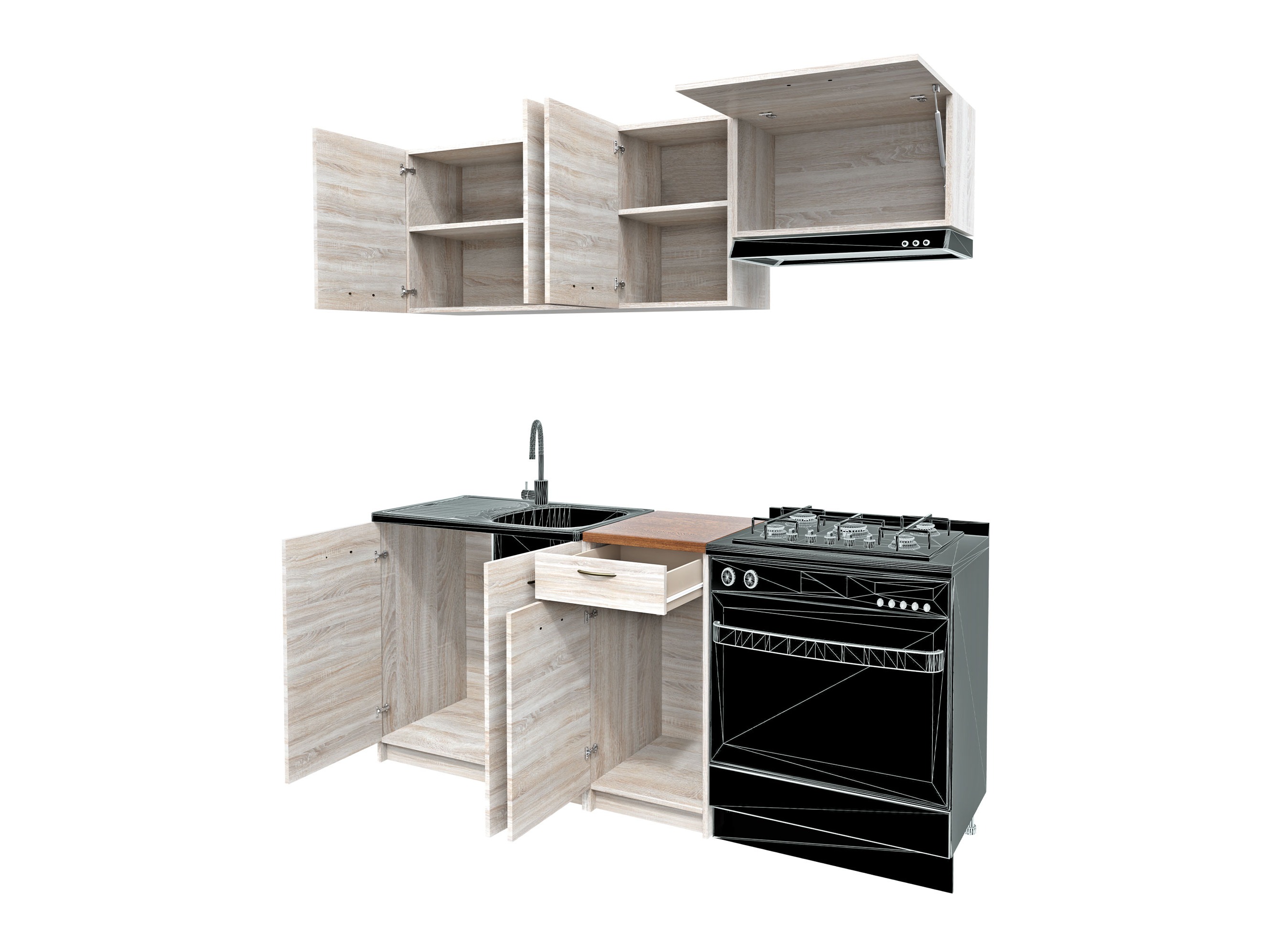 Conjunto para cozinha Ota (Caxemira + Preto)
