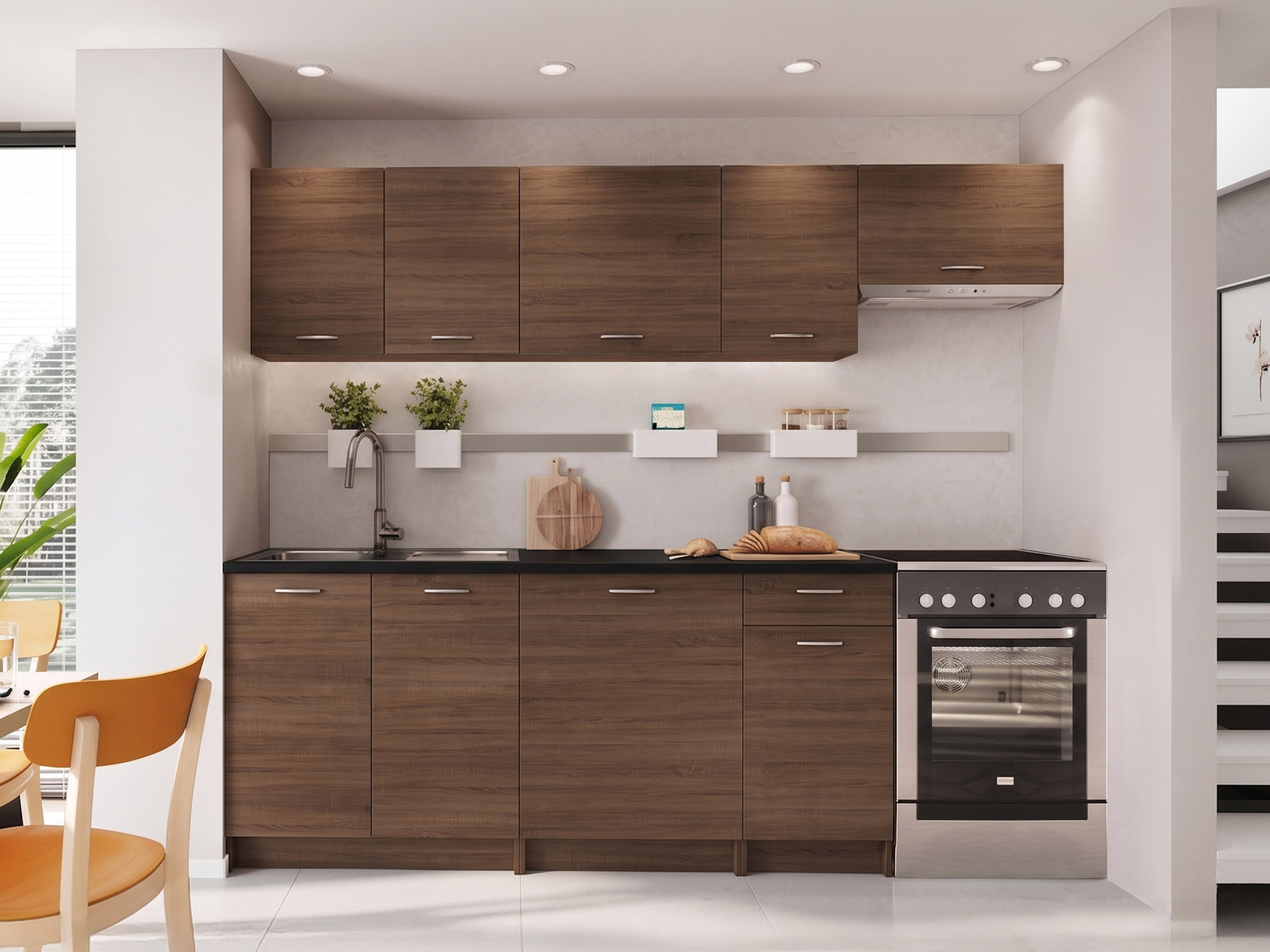 Conjunto para cozinha Ota II (Nogueira + Preto)