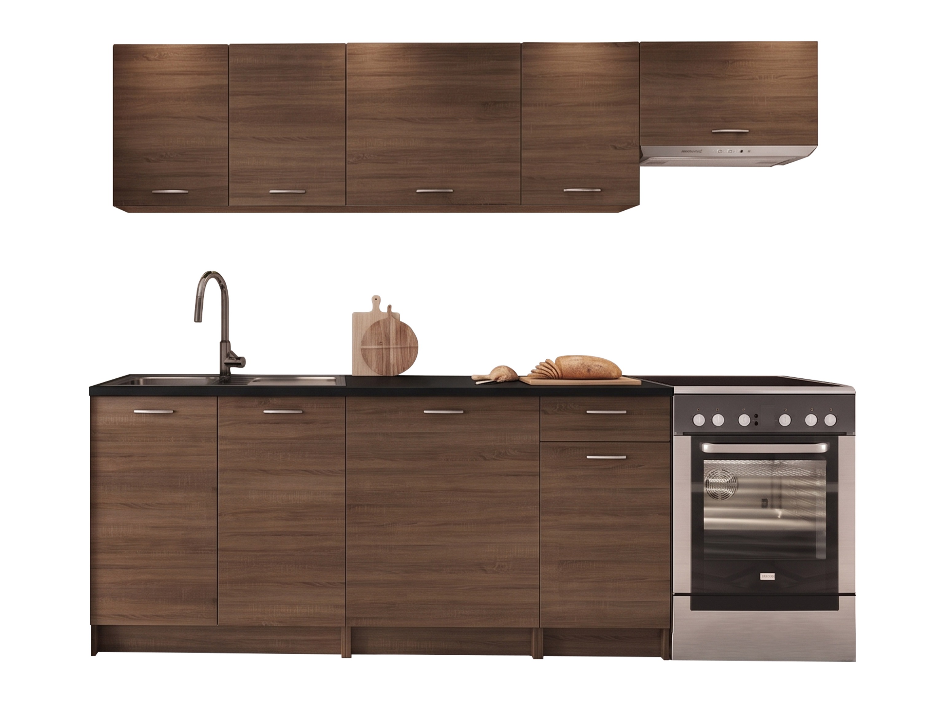 Conjunto para cozinha Ota II (Nogueira + Preto)