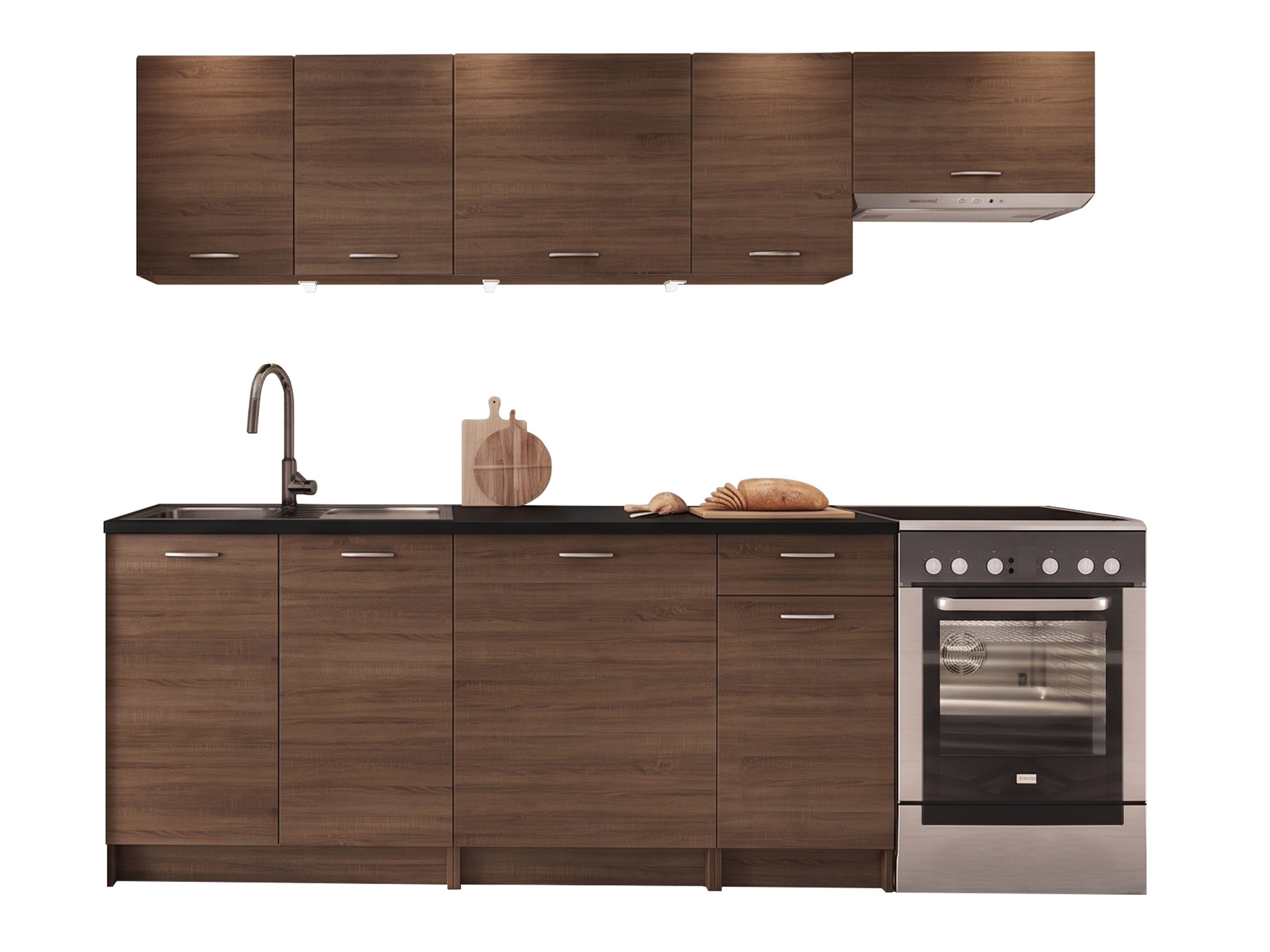 Conjunto para cozinha Ota II (Nogueira + Preto)