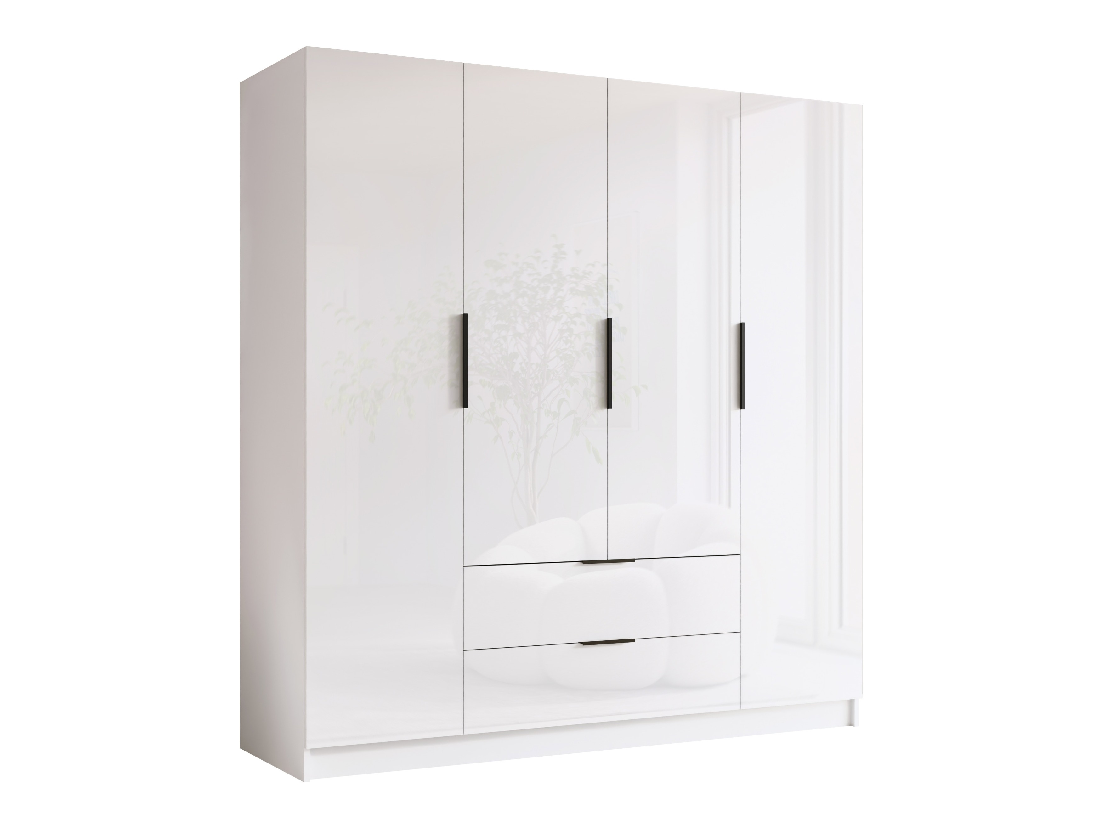 Roupeiro Closico Cadron I (Branco + Branco brilhante)