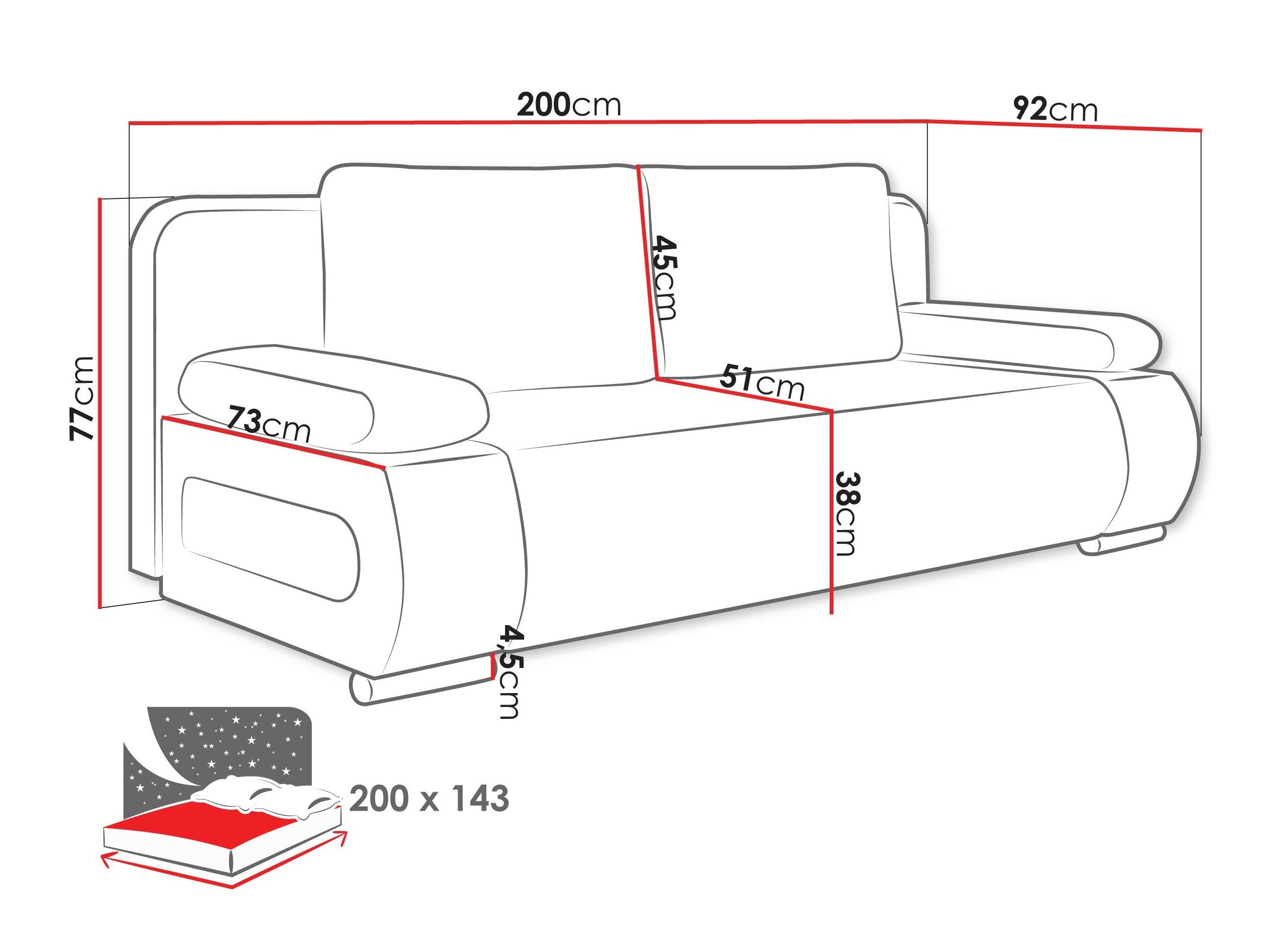 Sofá-cama Comfivo Pudor (Poso 100 + Paros 01)