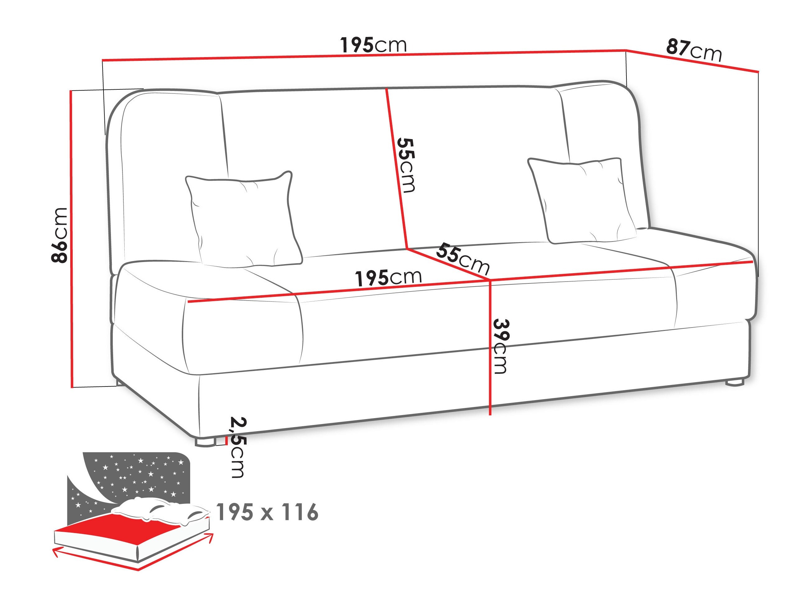 Sofá-cama Comfivo Cera III (Poso 39)
