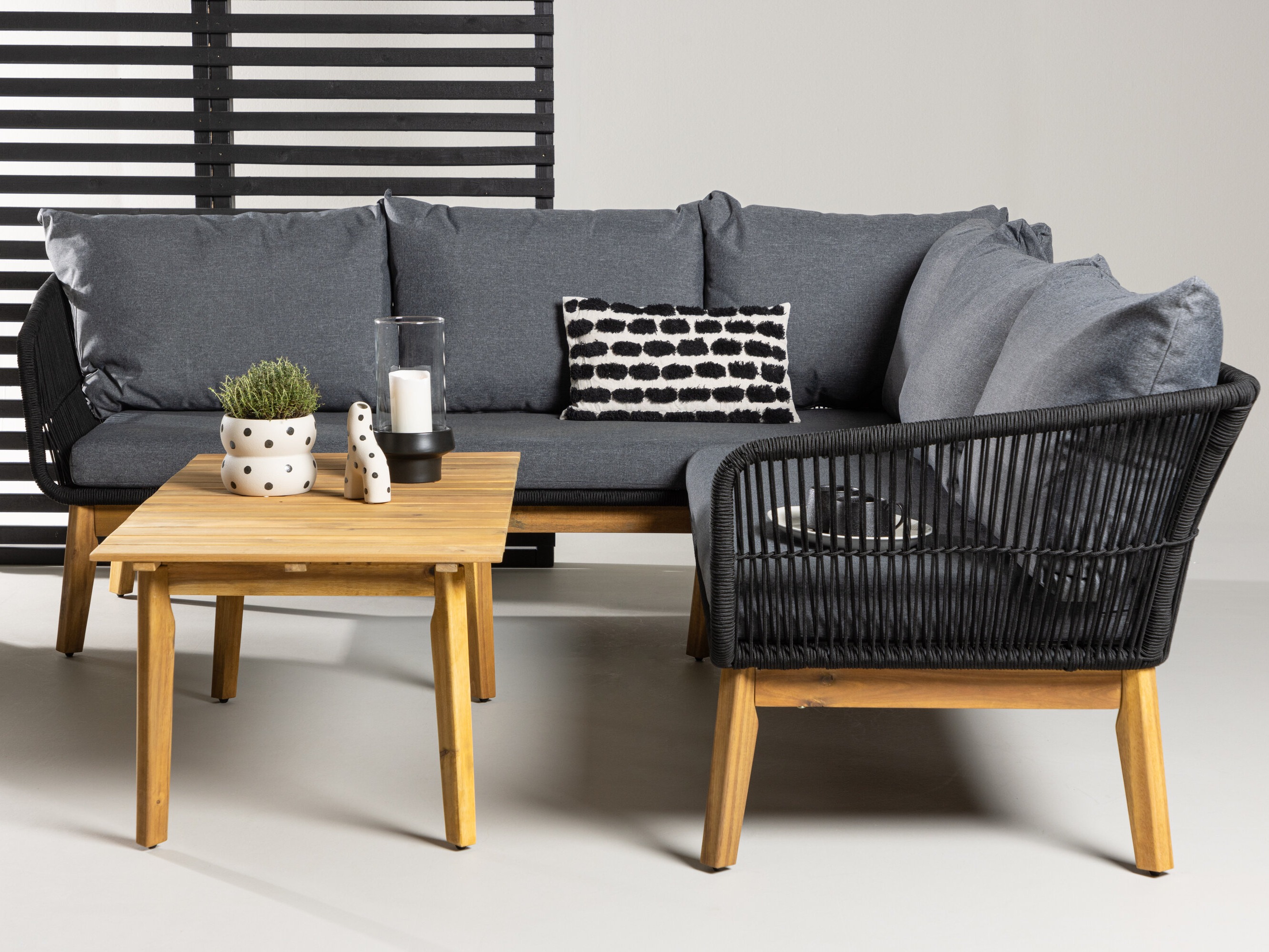 Conjunto de mobiliário para o exterior Dallas 1085 (Acácia + Preto)