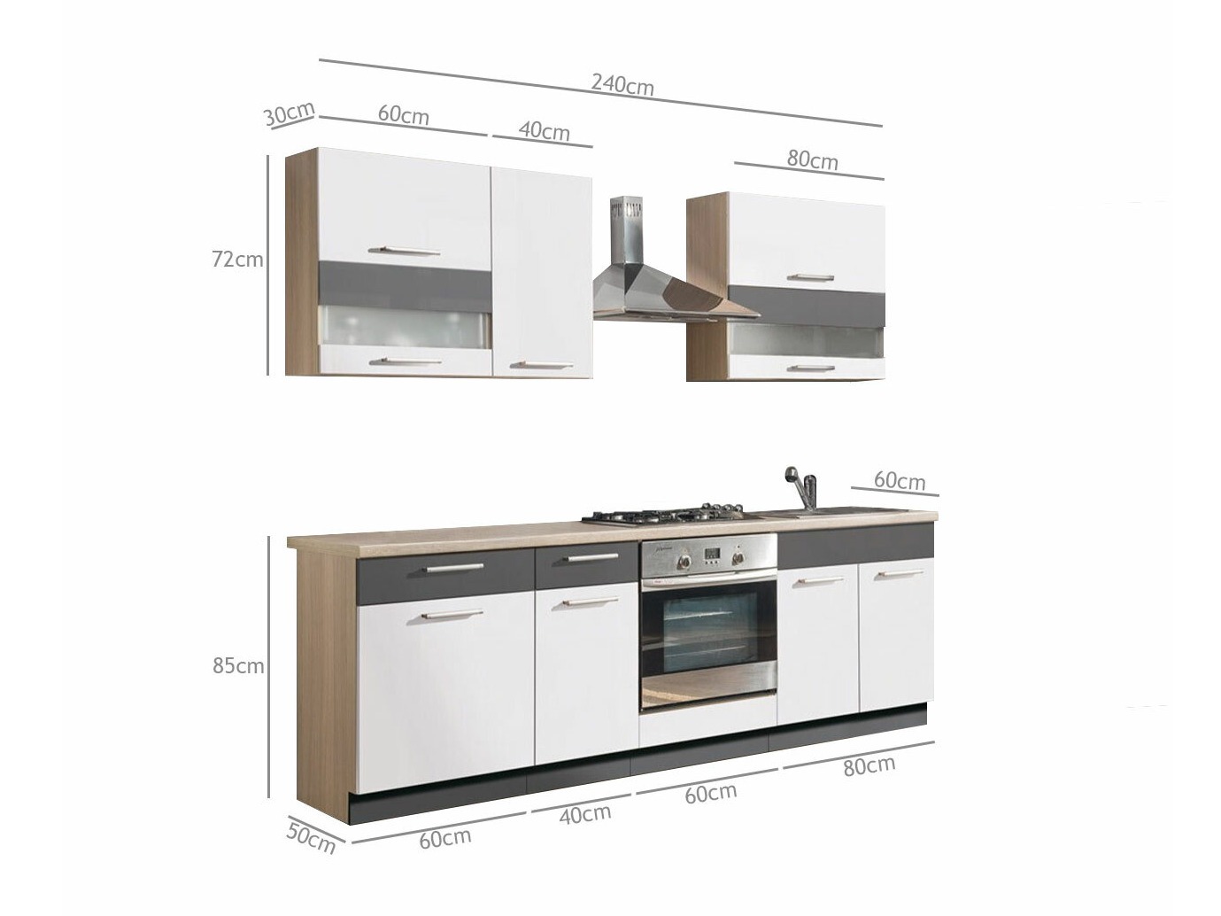 Conjunto de cozinha modular Mode Beech 128