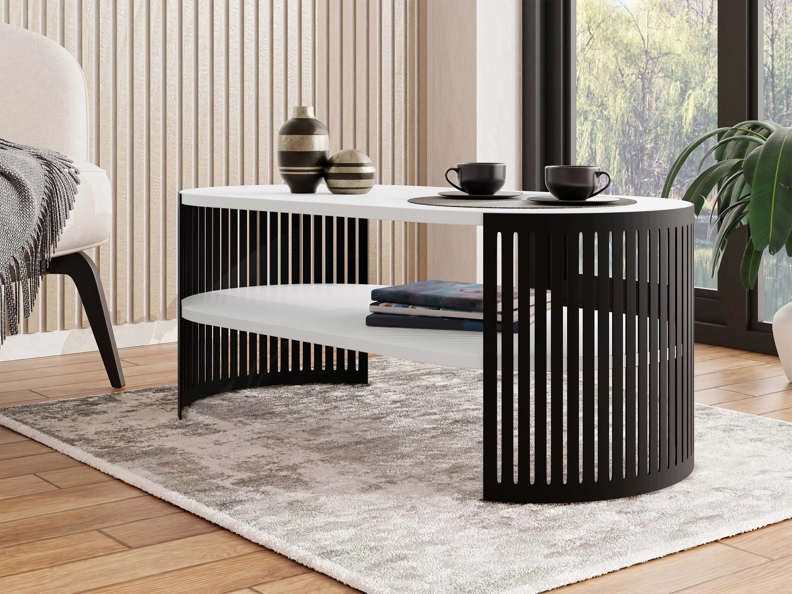 Mesa de centro Civer III (Preto + Branco)