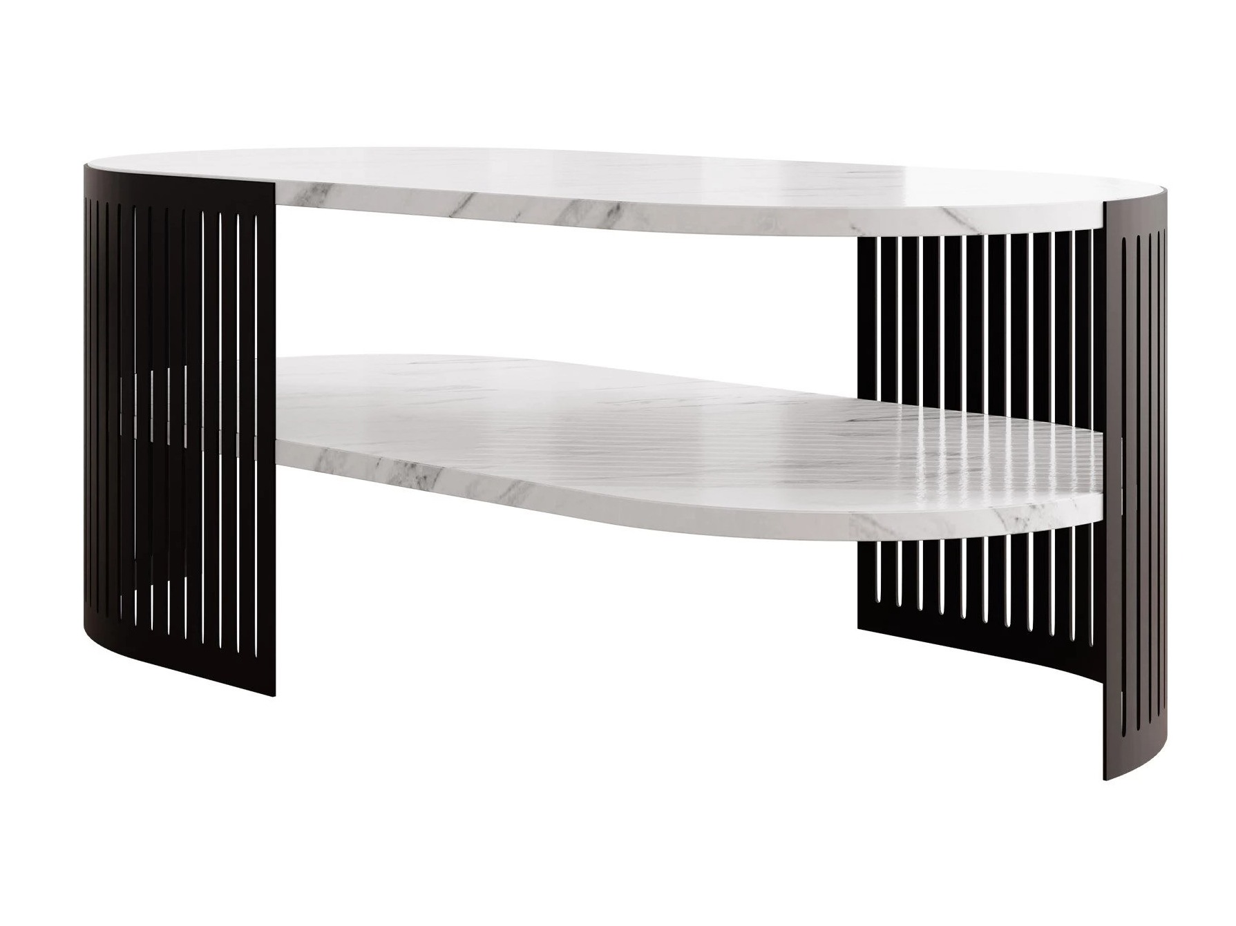 Mesa de centro Civer VI (Preto + Marmore branco)