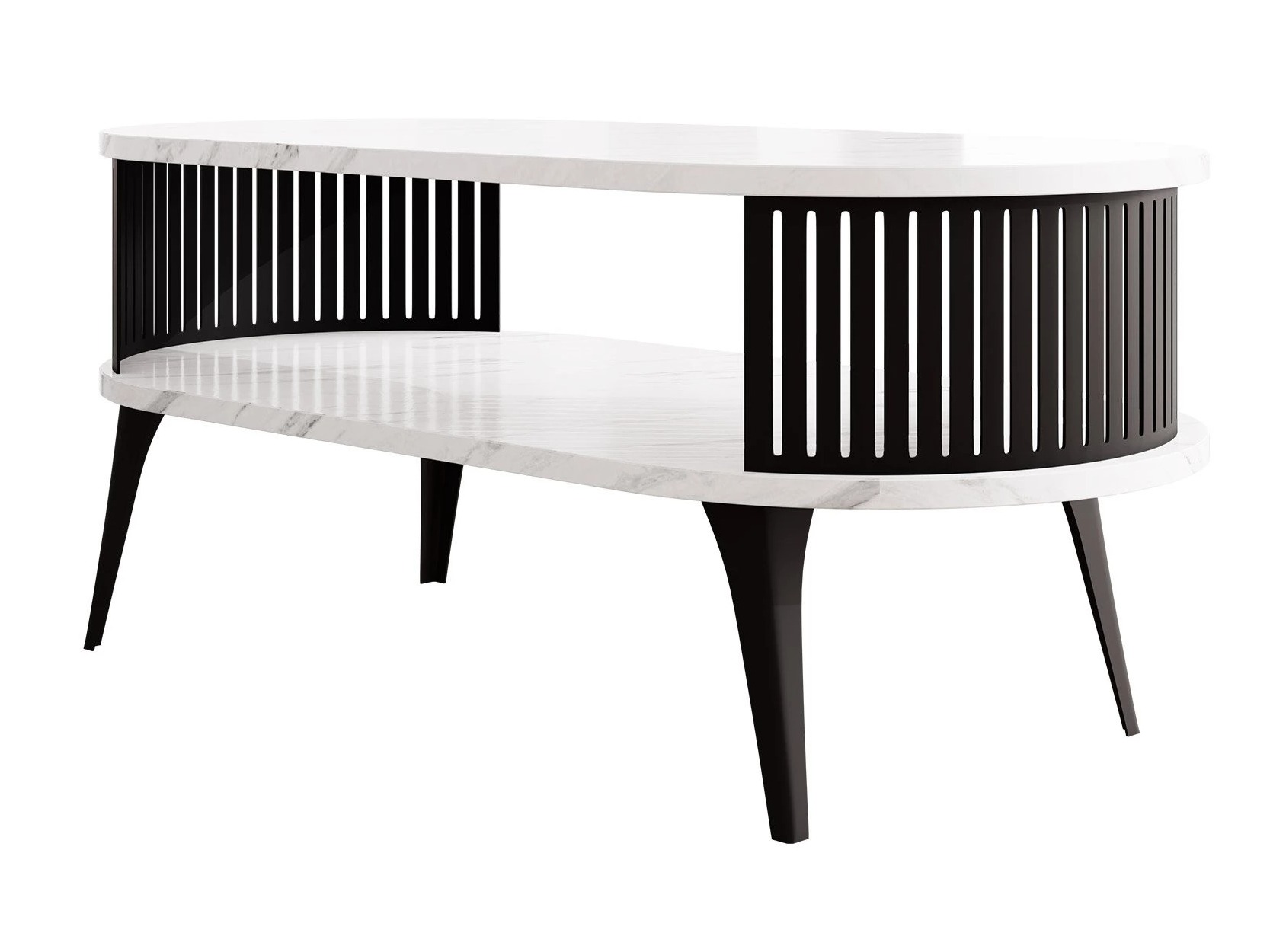 Mesa de centro Vitum III (Preto + Marmore branco)