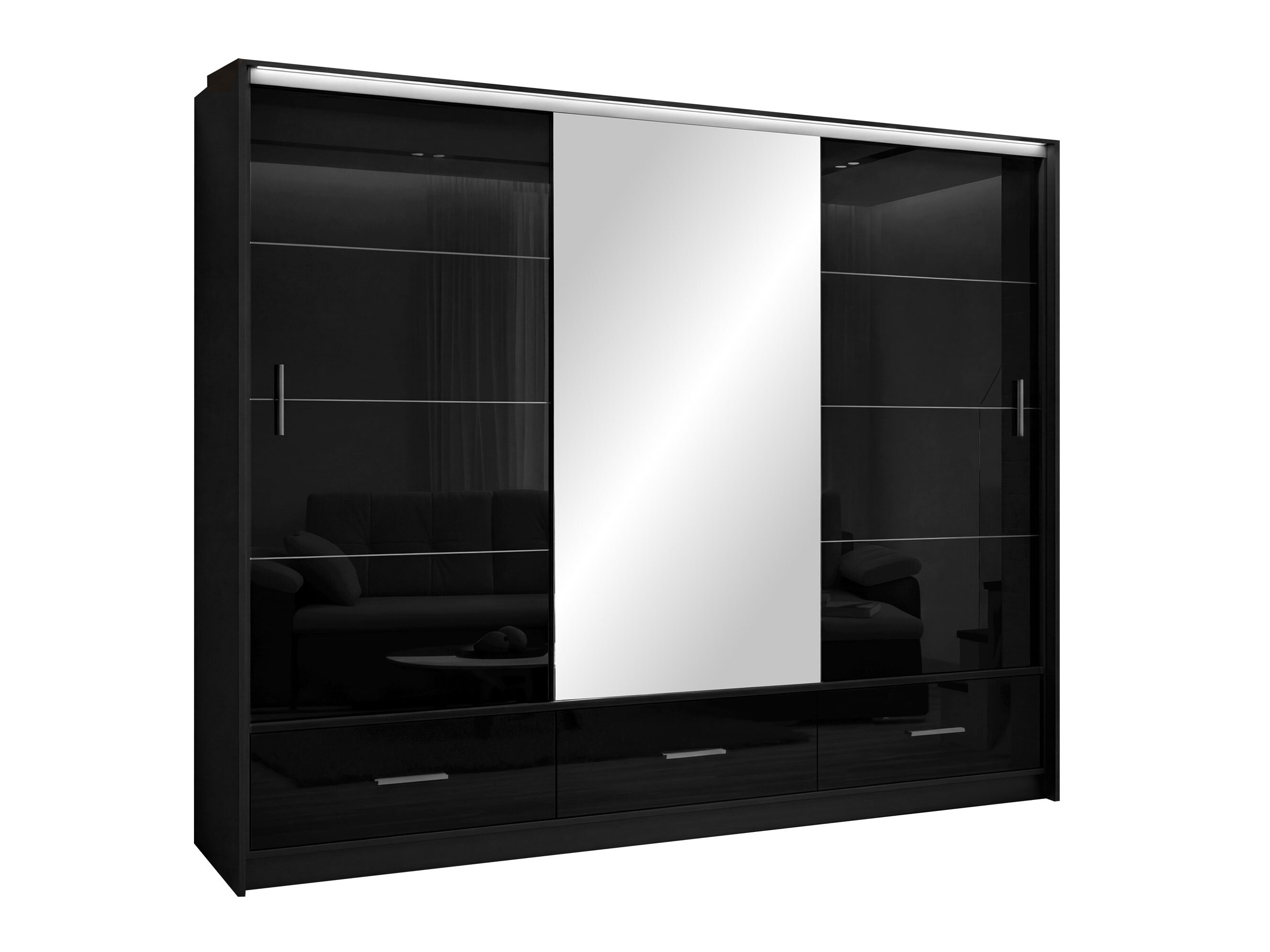 Roupeiro Honolulu 203 (Preto + Preto brilhante)