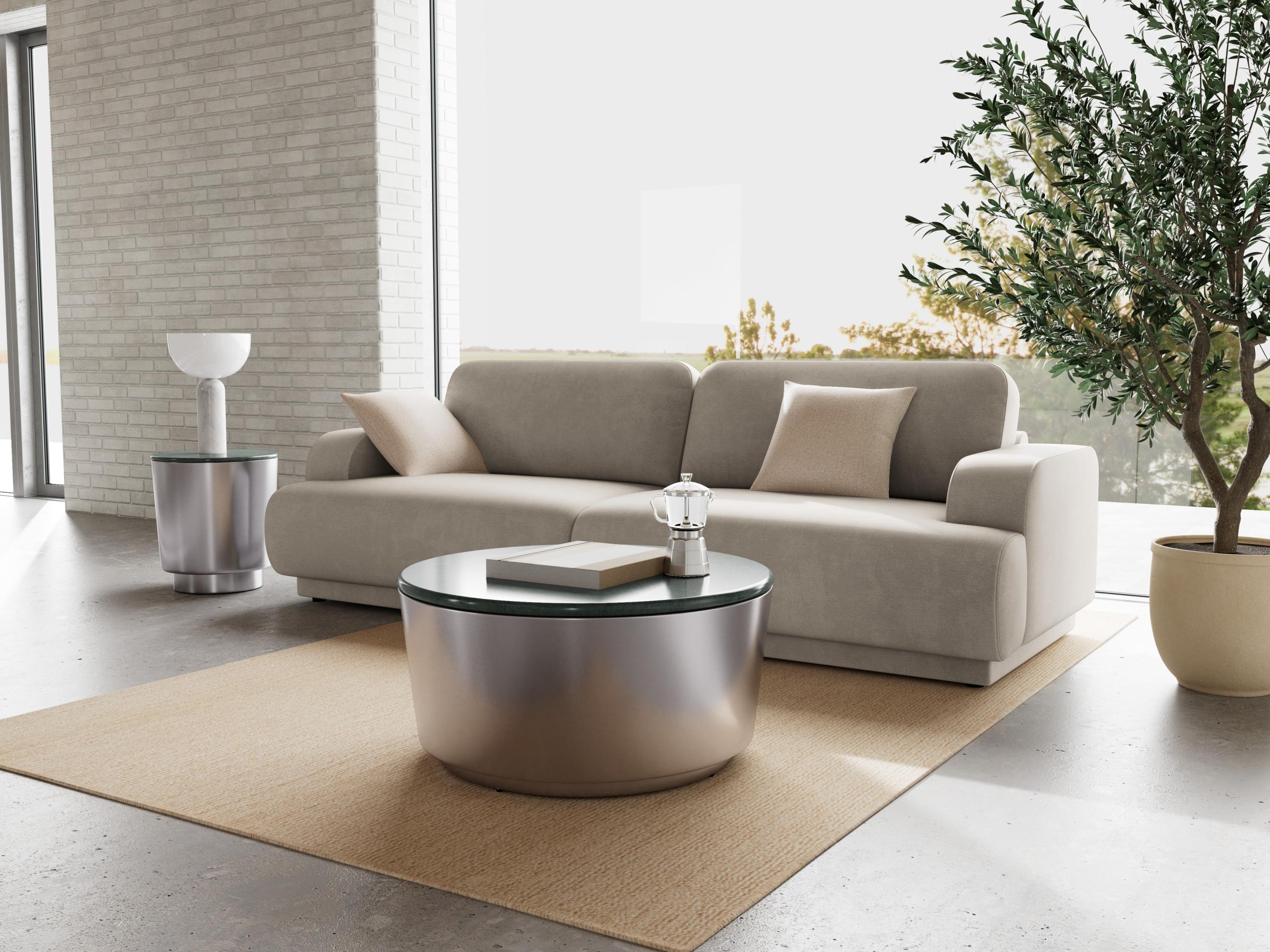 Mesa de apoio Norsica 1083 (Prateado + Mármore verde)