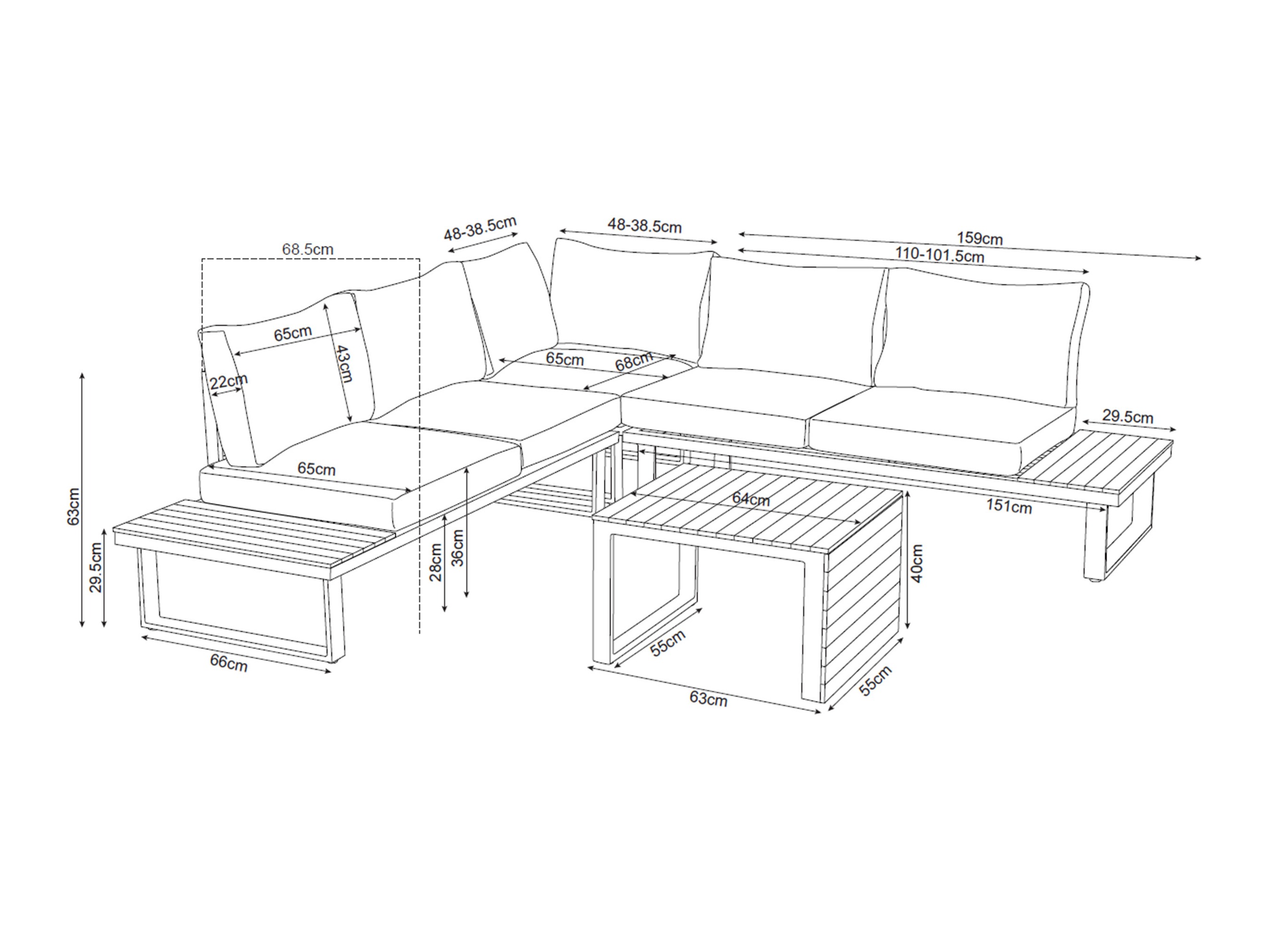Conjunto de mobiliário para o exterior Mandeville 374