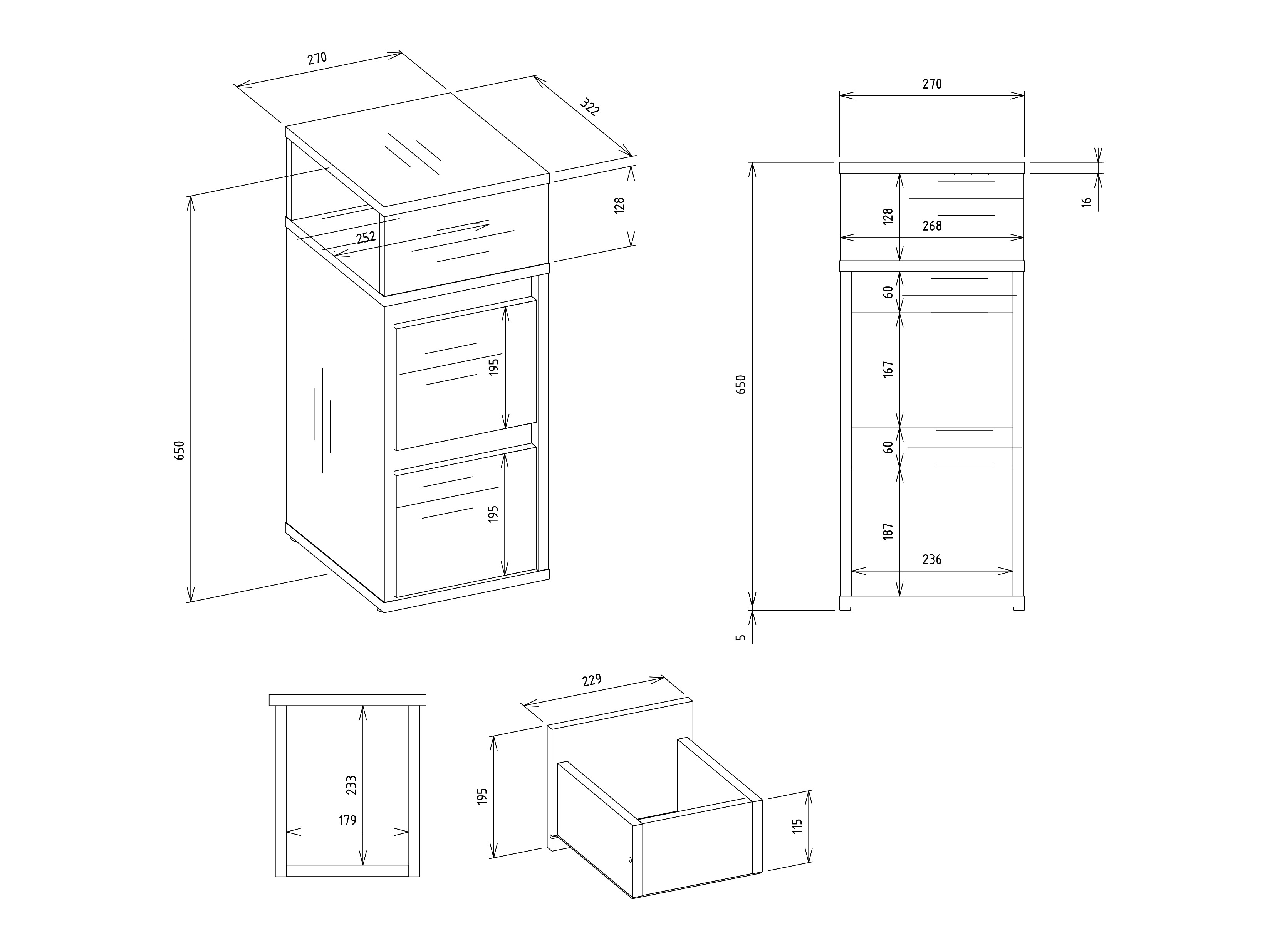 Mesa de cabeceira Mandeville 373 (Branco)
