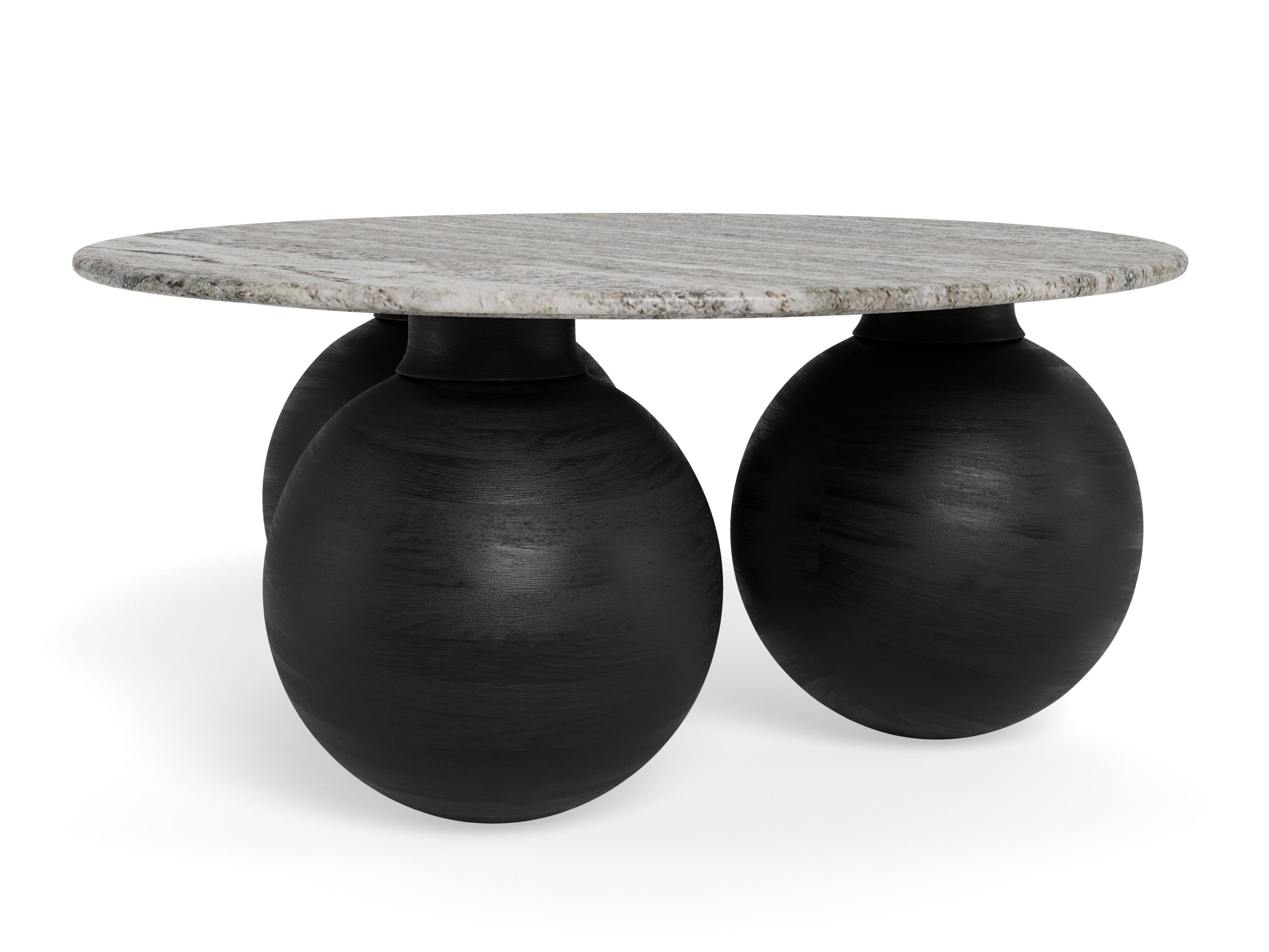 Mesa de centro Norsica 1082 (Preto + Cinzento mármore)
