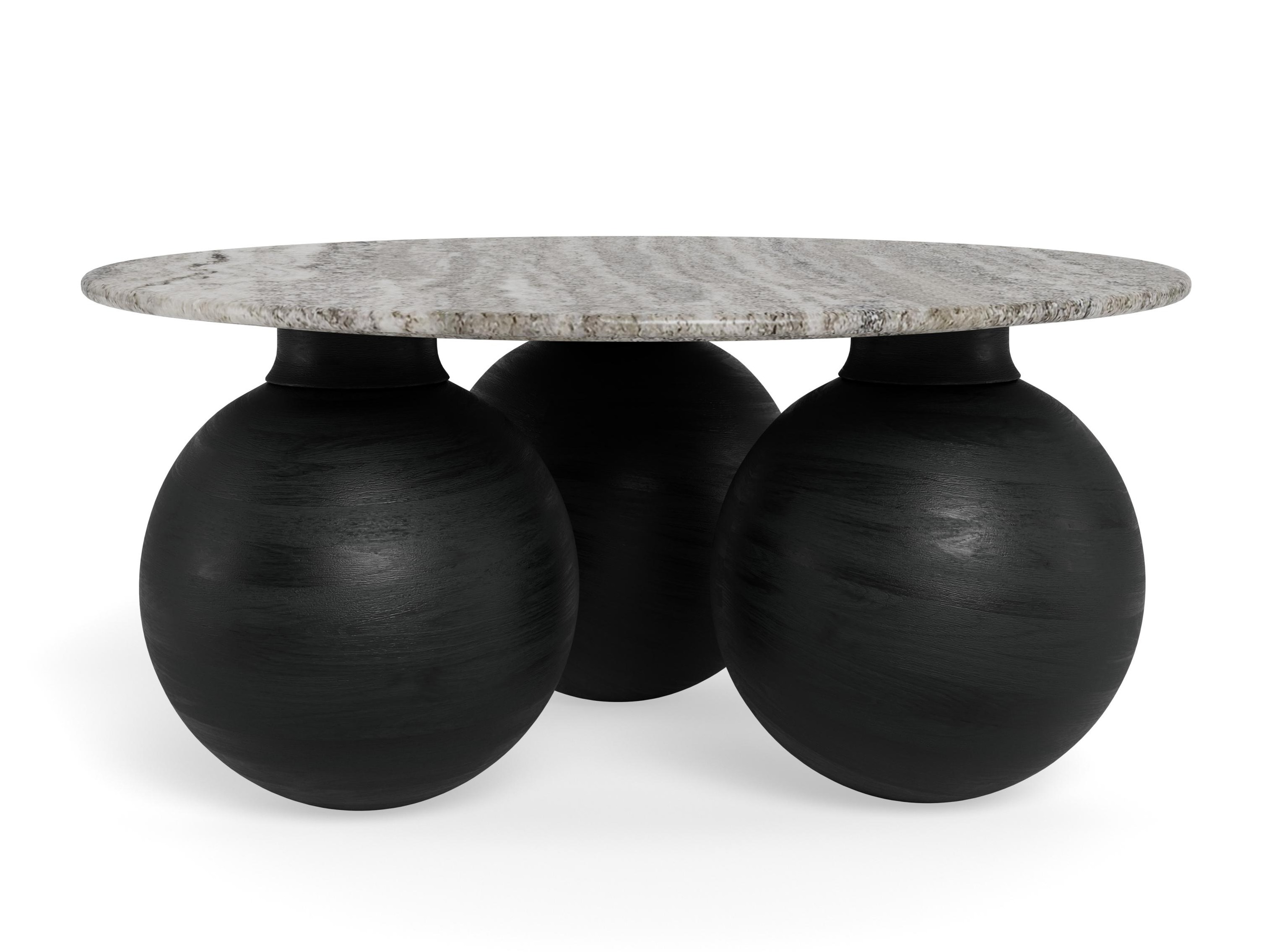Mesa de centro Norsica 1082 (Preto + Cinzento mármore)