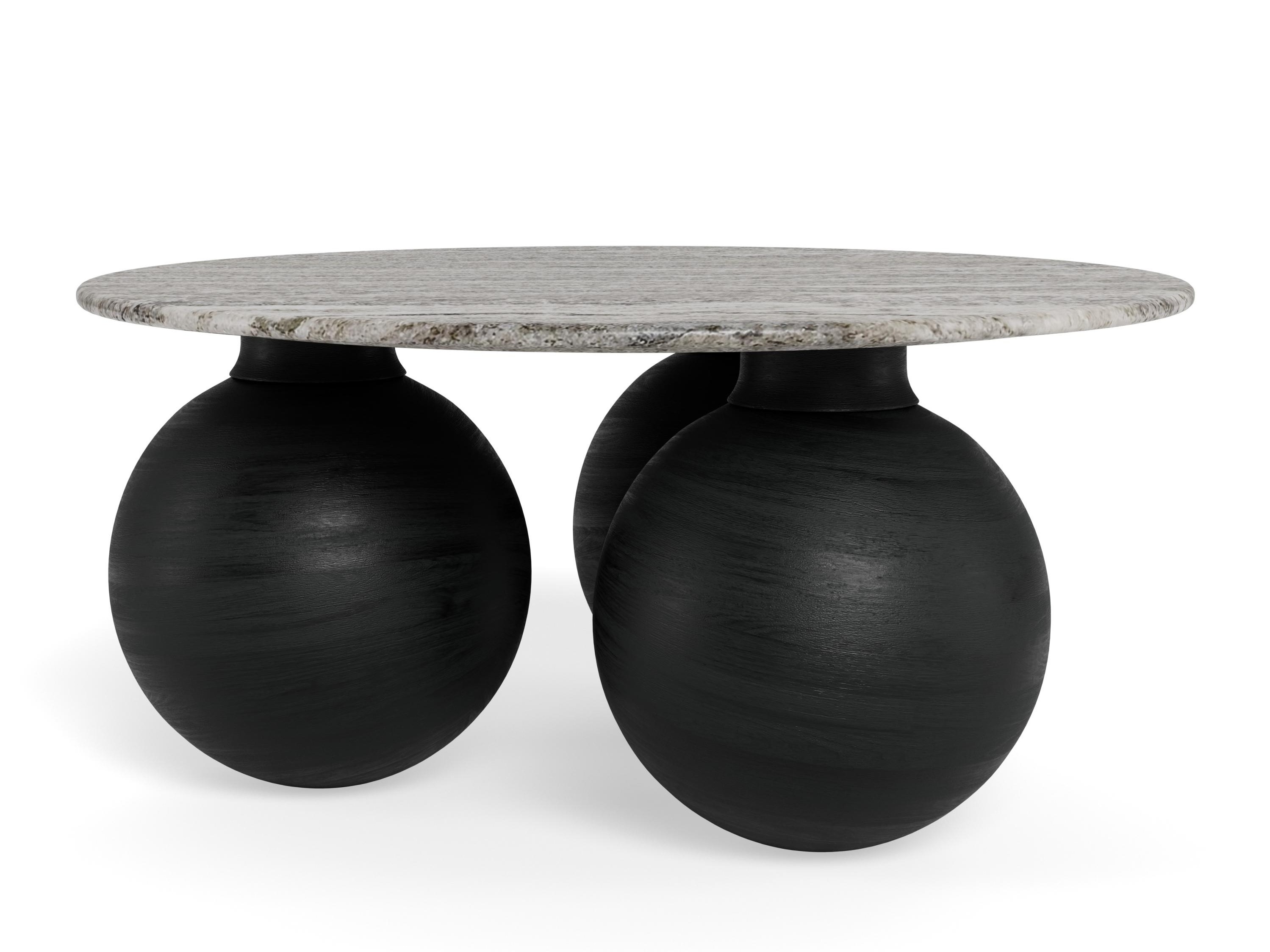 Mesa de centro Norsica 1082 (Preto + Cinzento mármore)