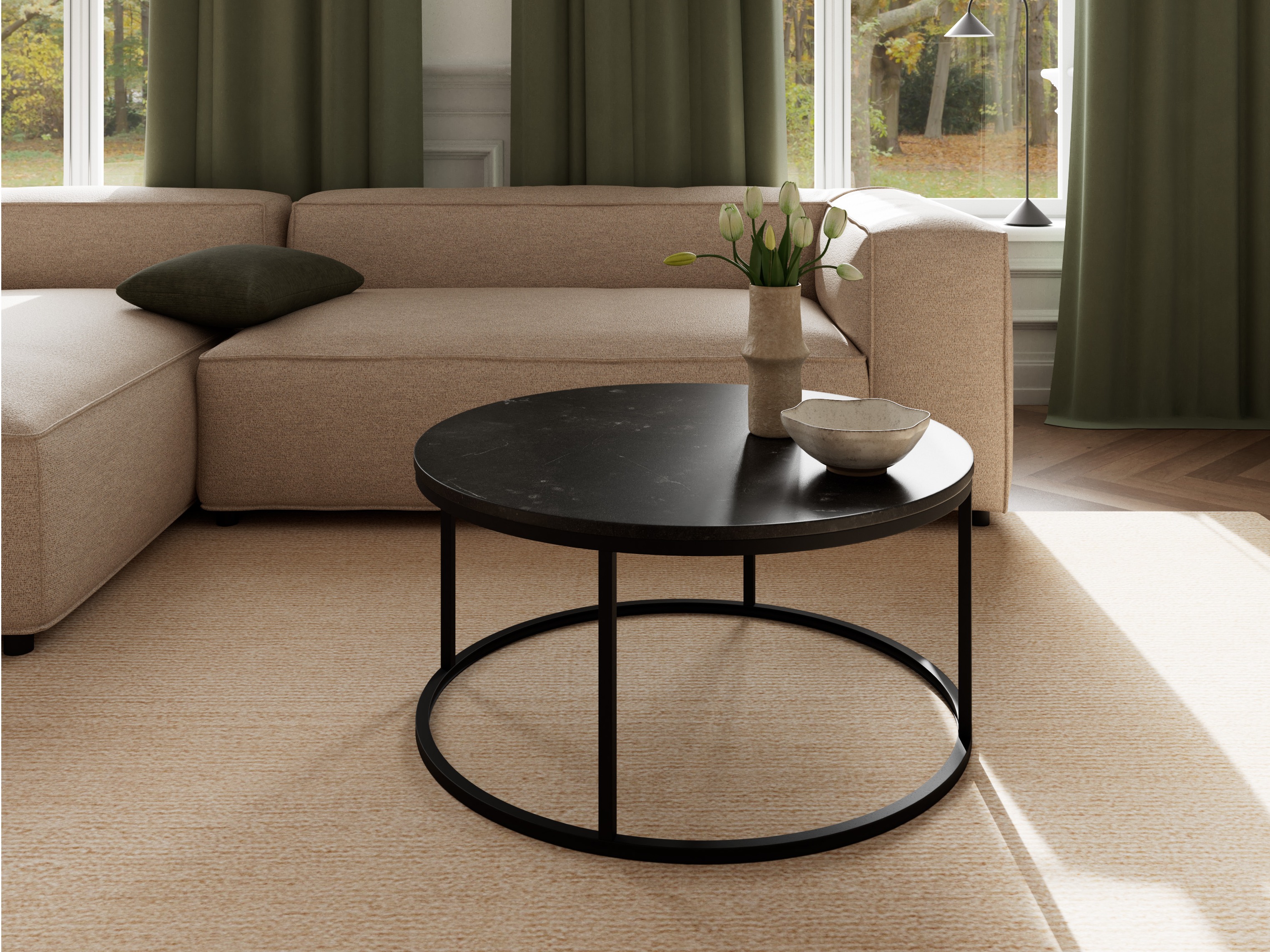 Mesa de centro Norsica 692 (Preto + Mármore preto)