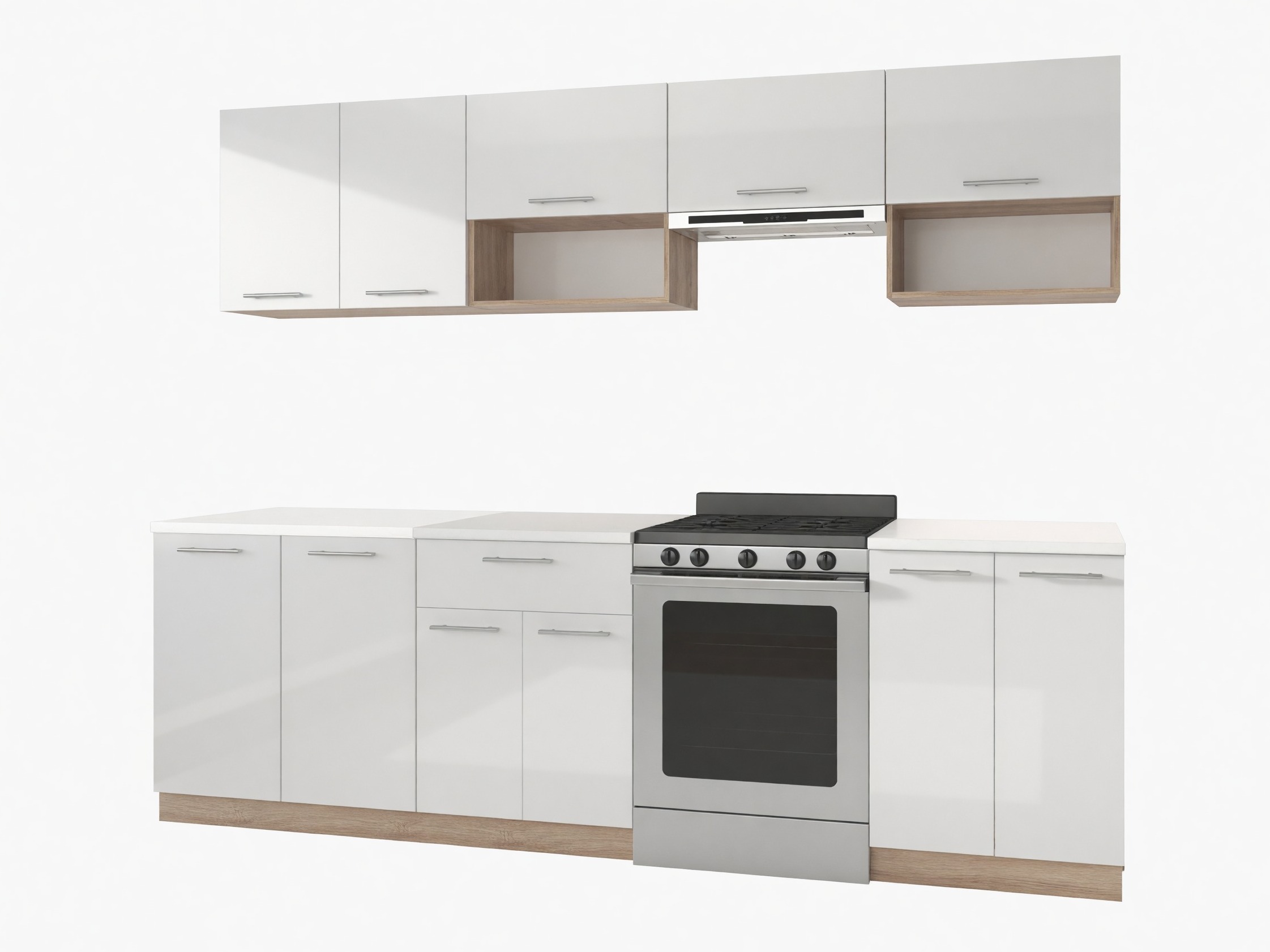 Conjunto para cozinha Houston 858 (Branco brilhante + Carvalho sonoma)