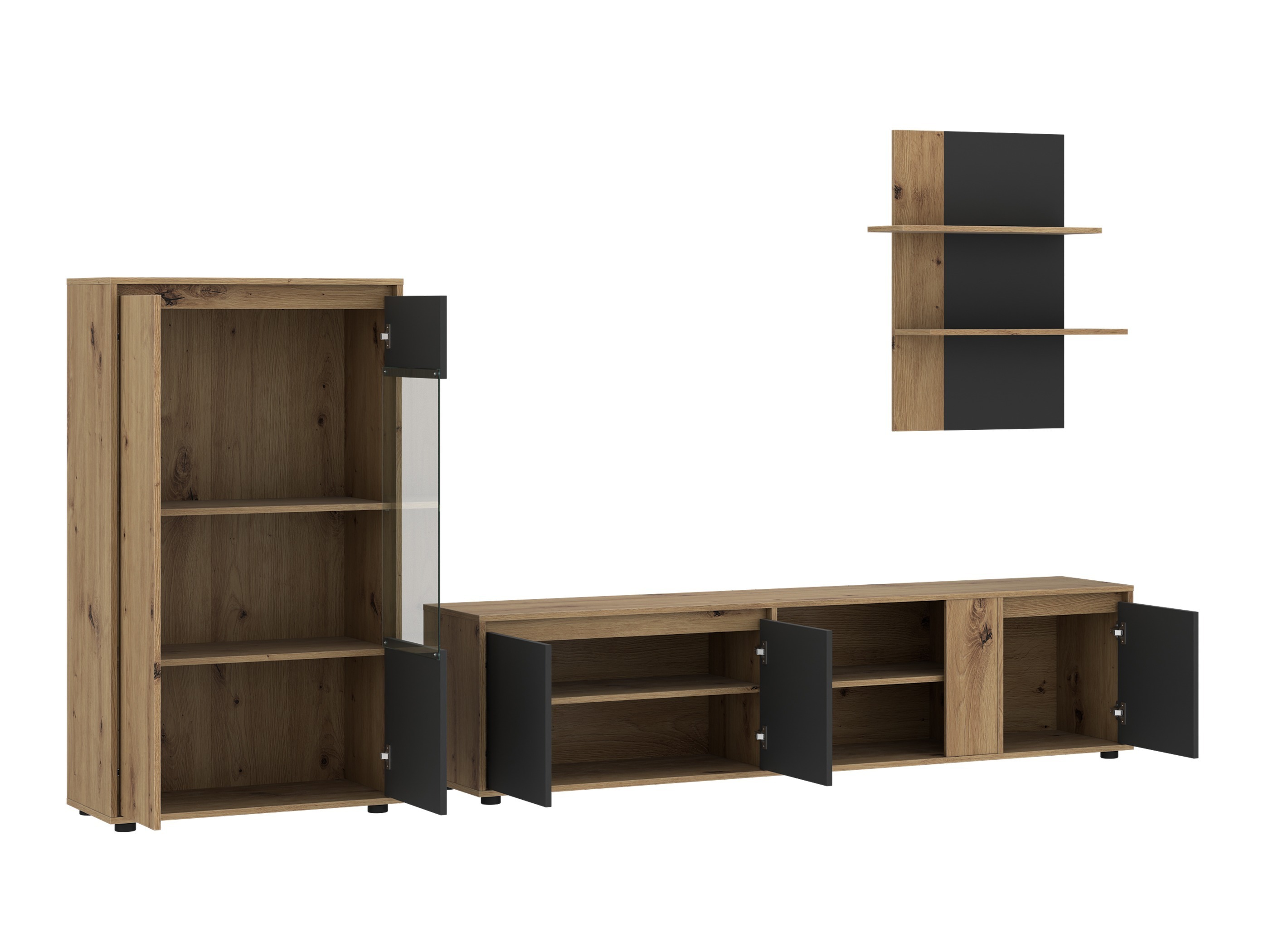 Conjunto para sala de estar Ontario 226 (Antracite + Carvalho Artisan)