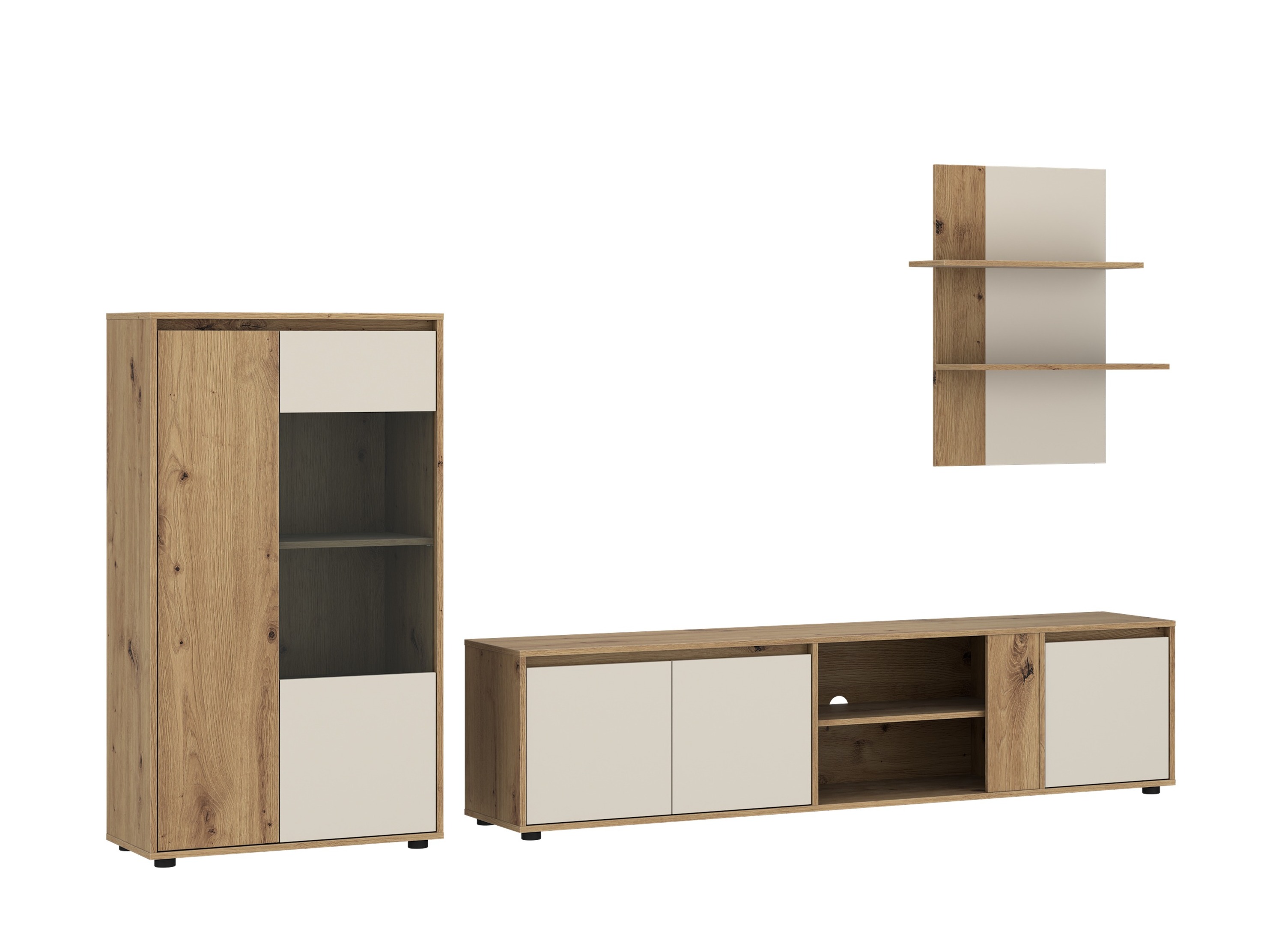 Conjunto para sala de estar Ontario 226 (Caxemira + Carvalho Artisan)