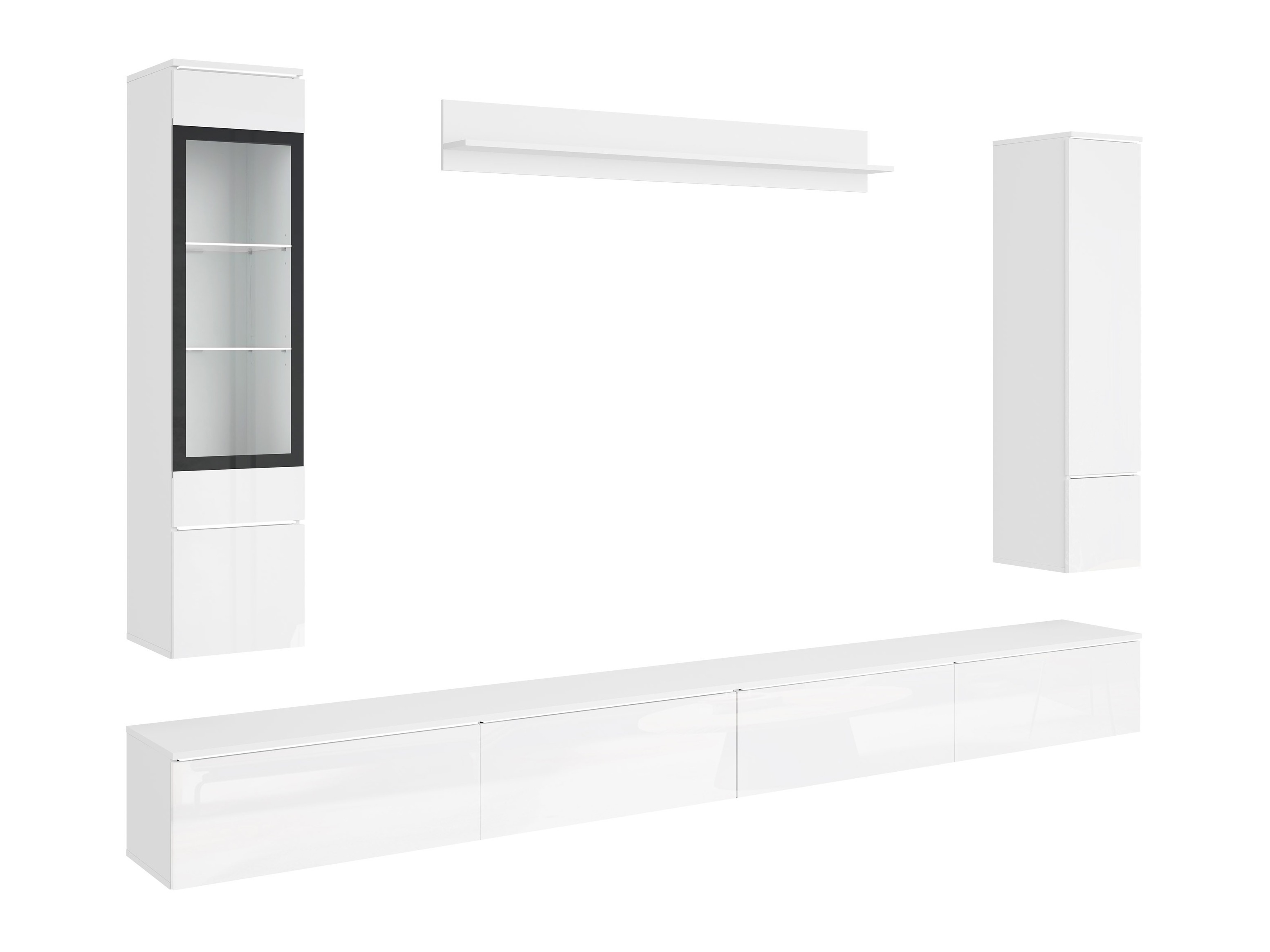 Conjunto para sala de estar Mirfivo 110 (Branco + Branco brilhante)