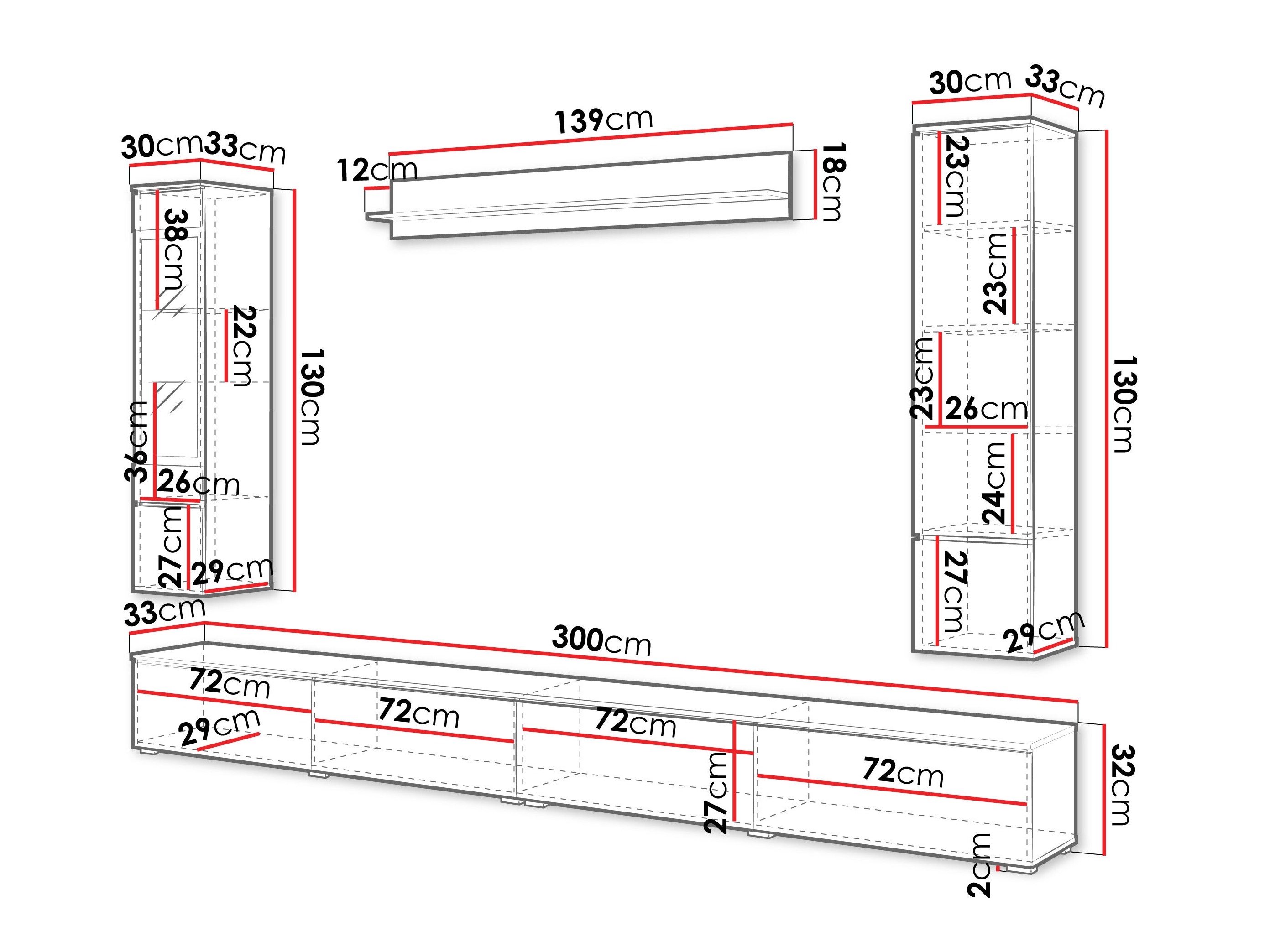 Conjunto para sala de estar Mirfivo 110 (Preto)