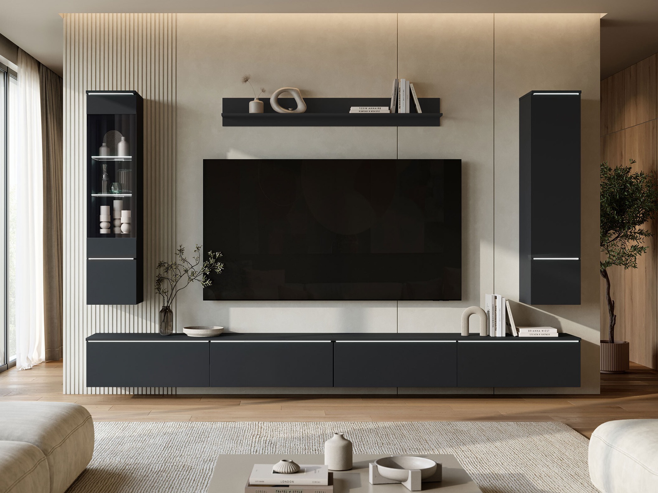 Conjunto para sala de estar Mirfivo 110 (Preto)