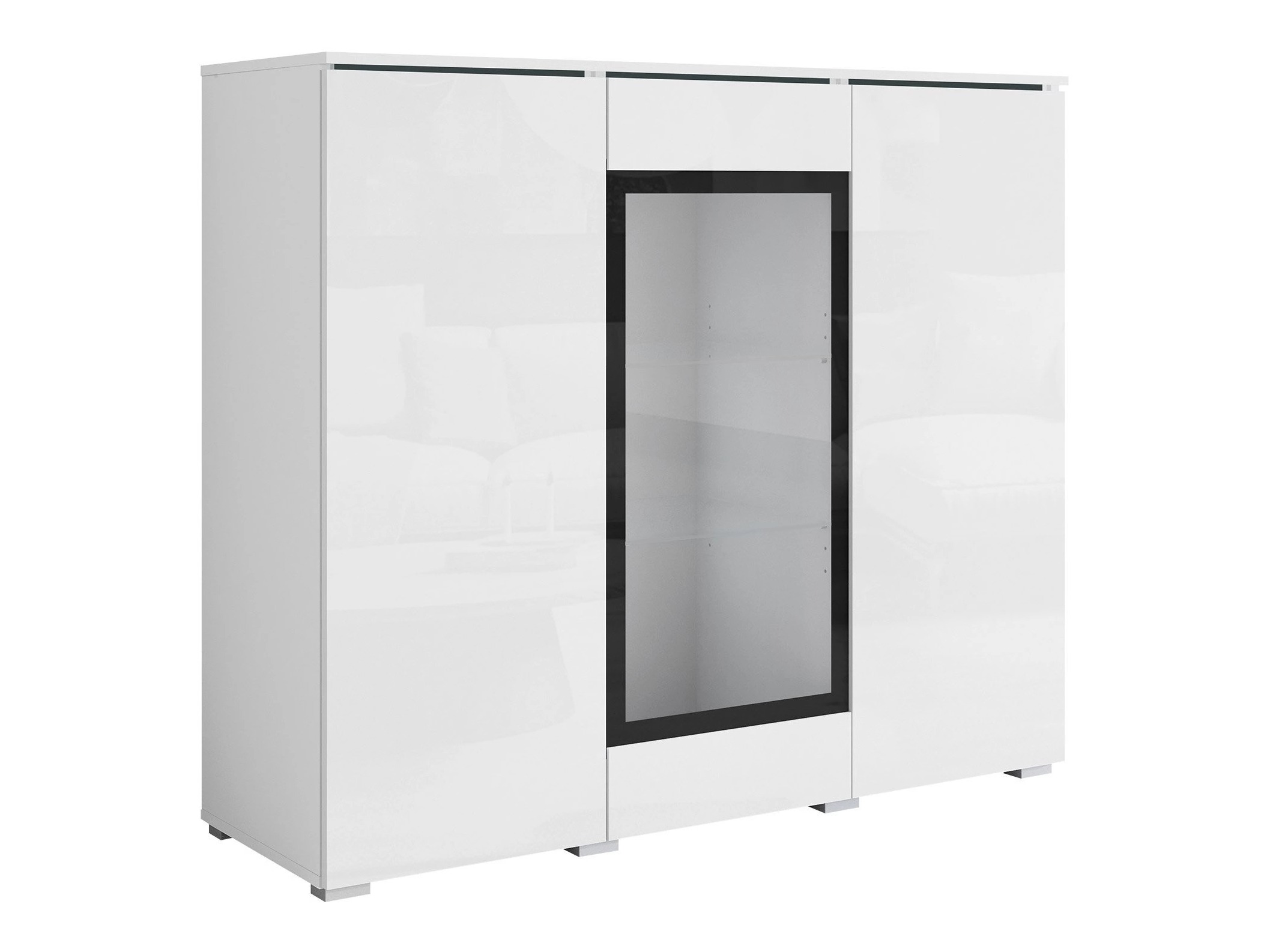 Aparador Mirfivo 103 (Branco + Branco brilhante)