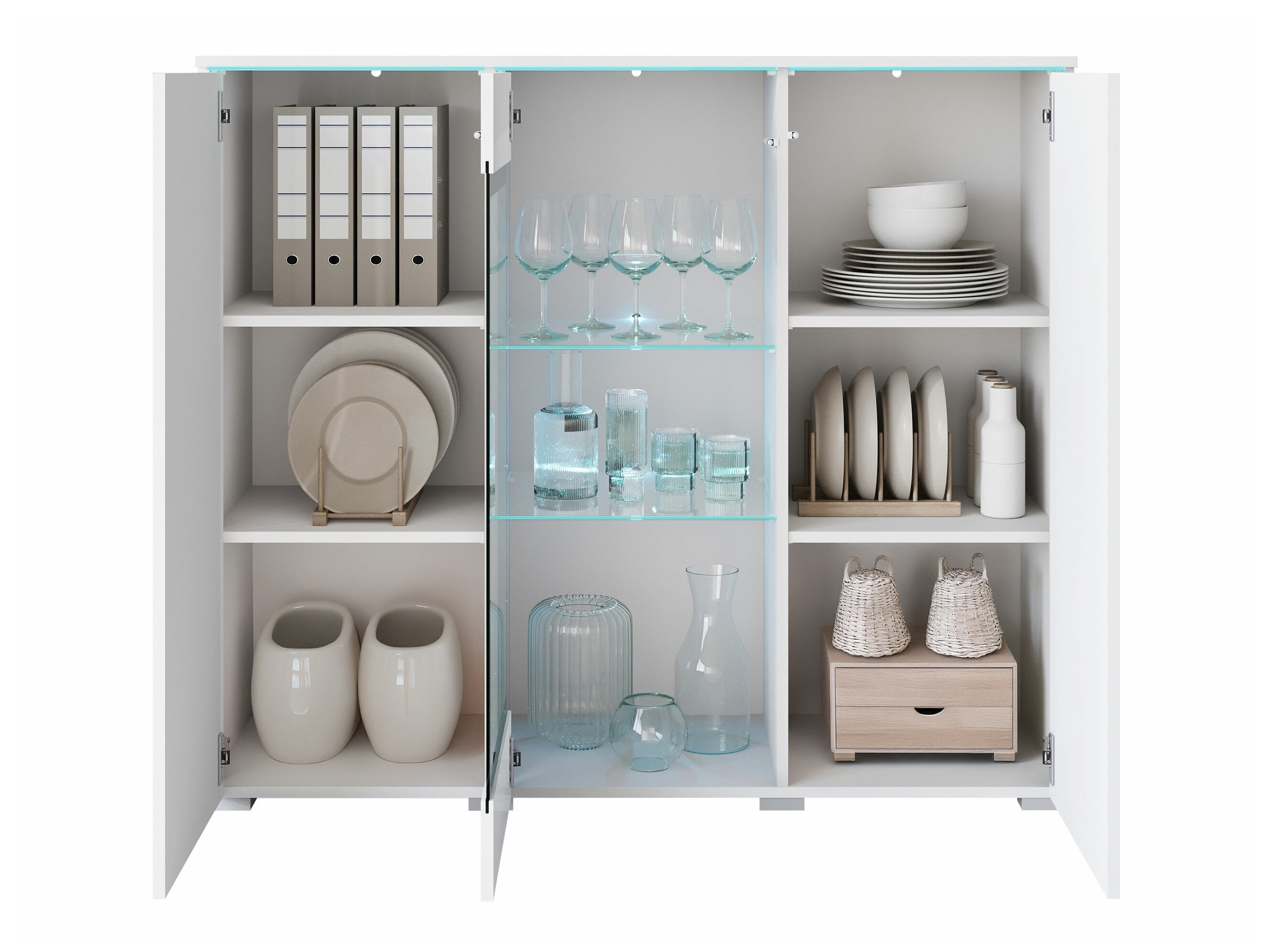 Aparador Mirfivo 103 (Branco + Branco brilhante)