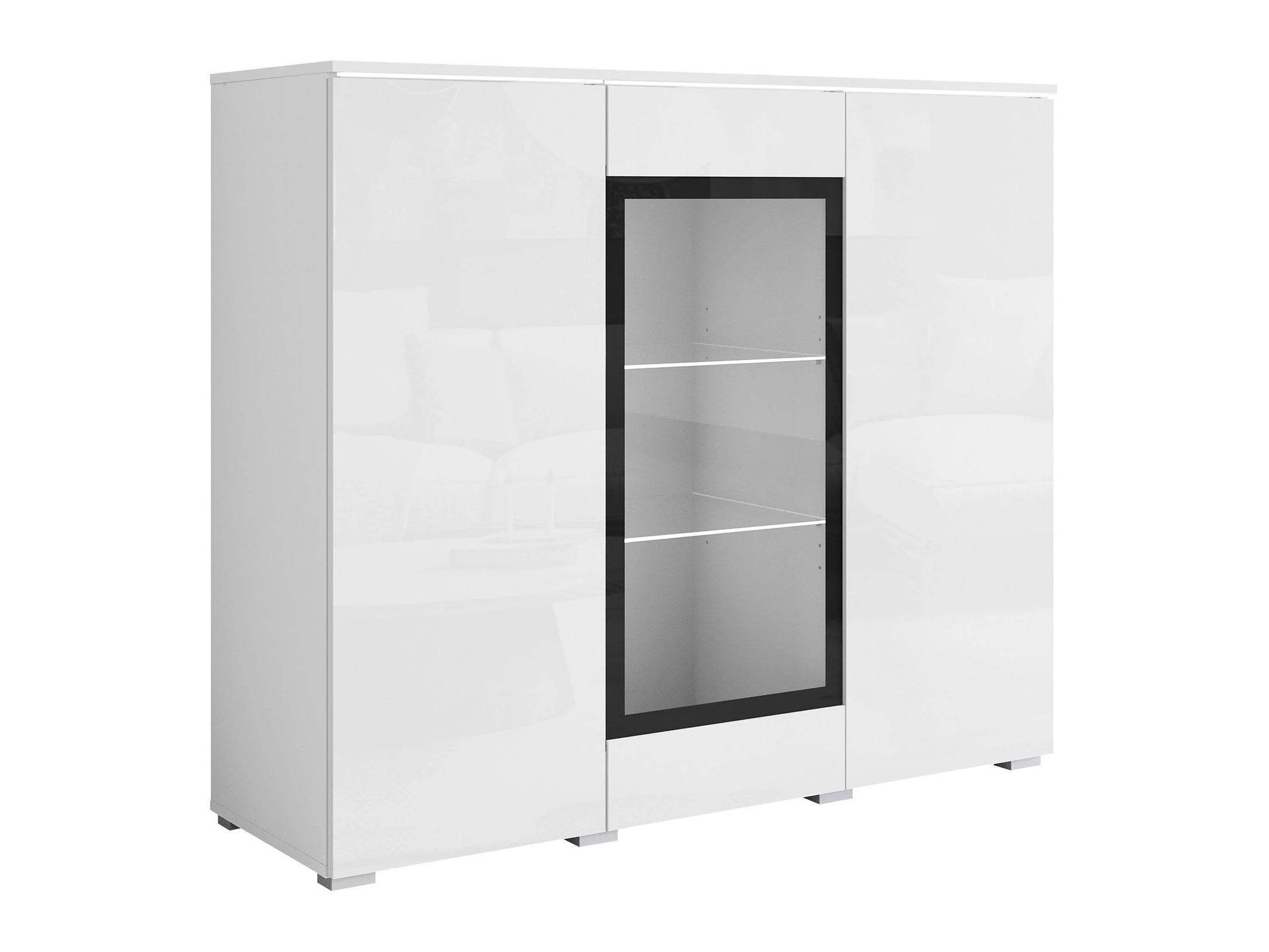Aparador Mirfivo 103 (Branco + Branco brilhante)