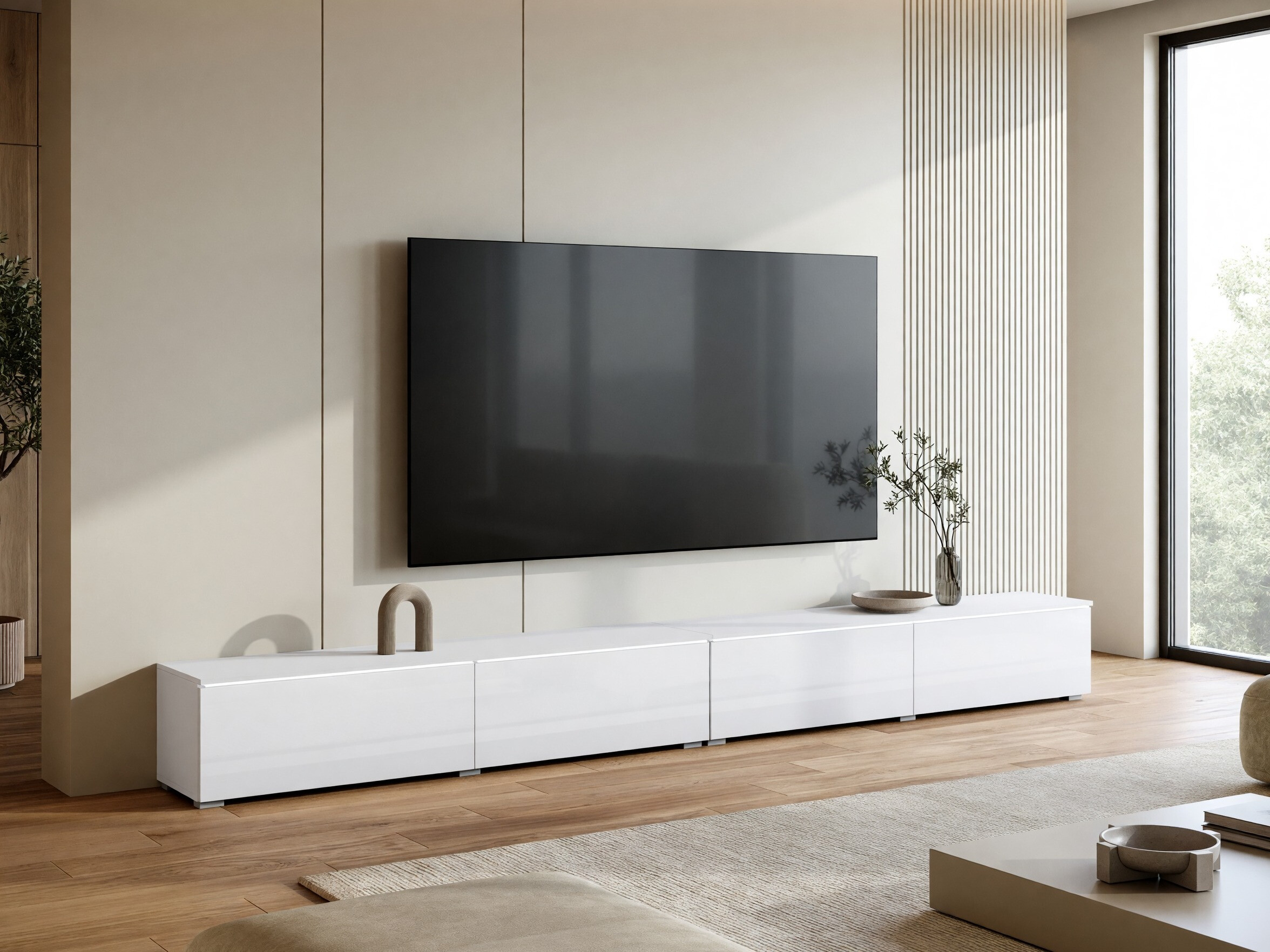Móvel de TV Sarasota 199 (Branco + Branco brilhante)