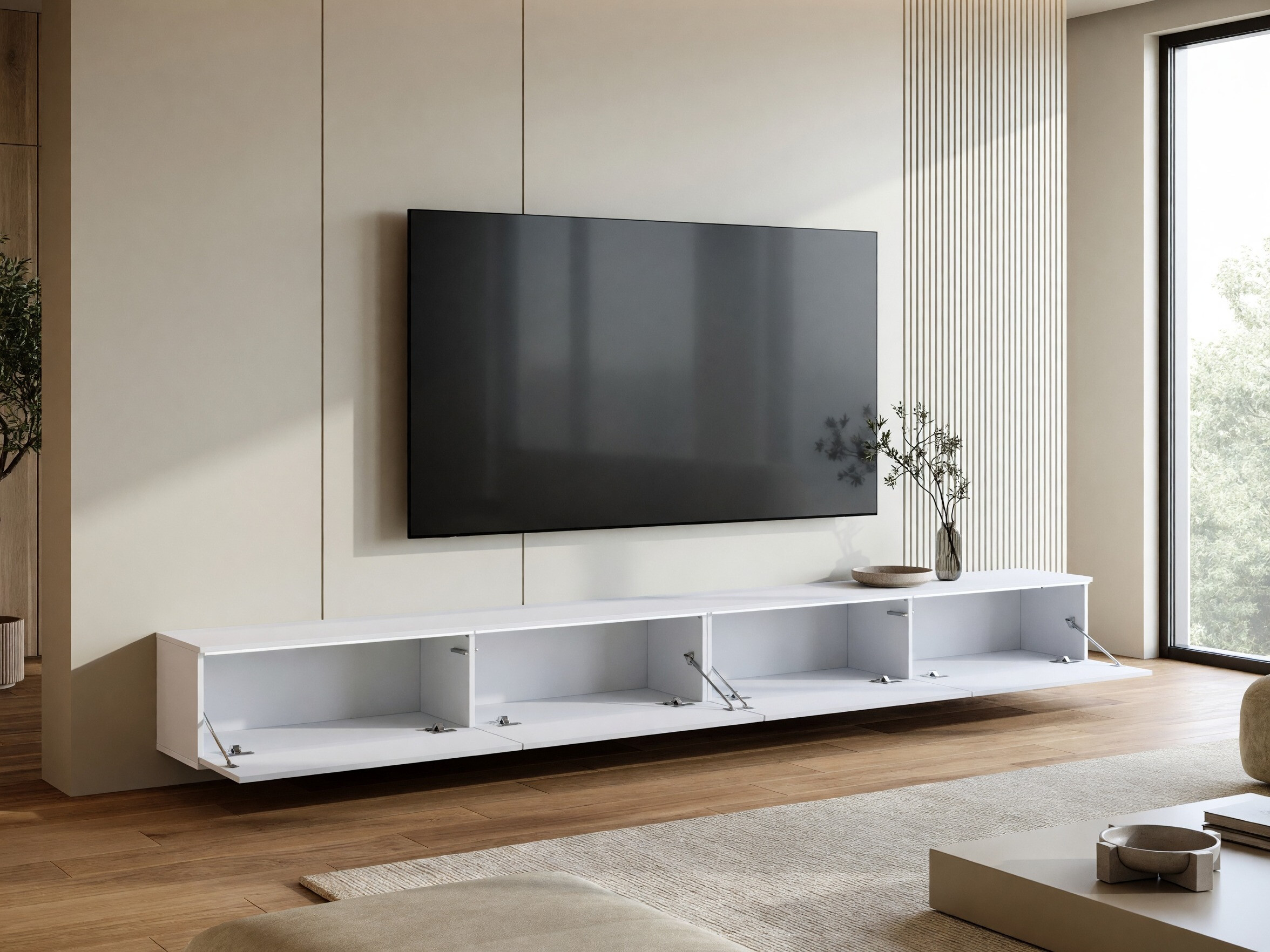 Móvel de TV Sarasota 199 (Branco + Branco brilhante)