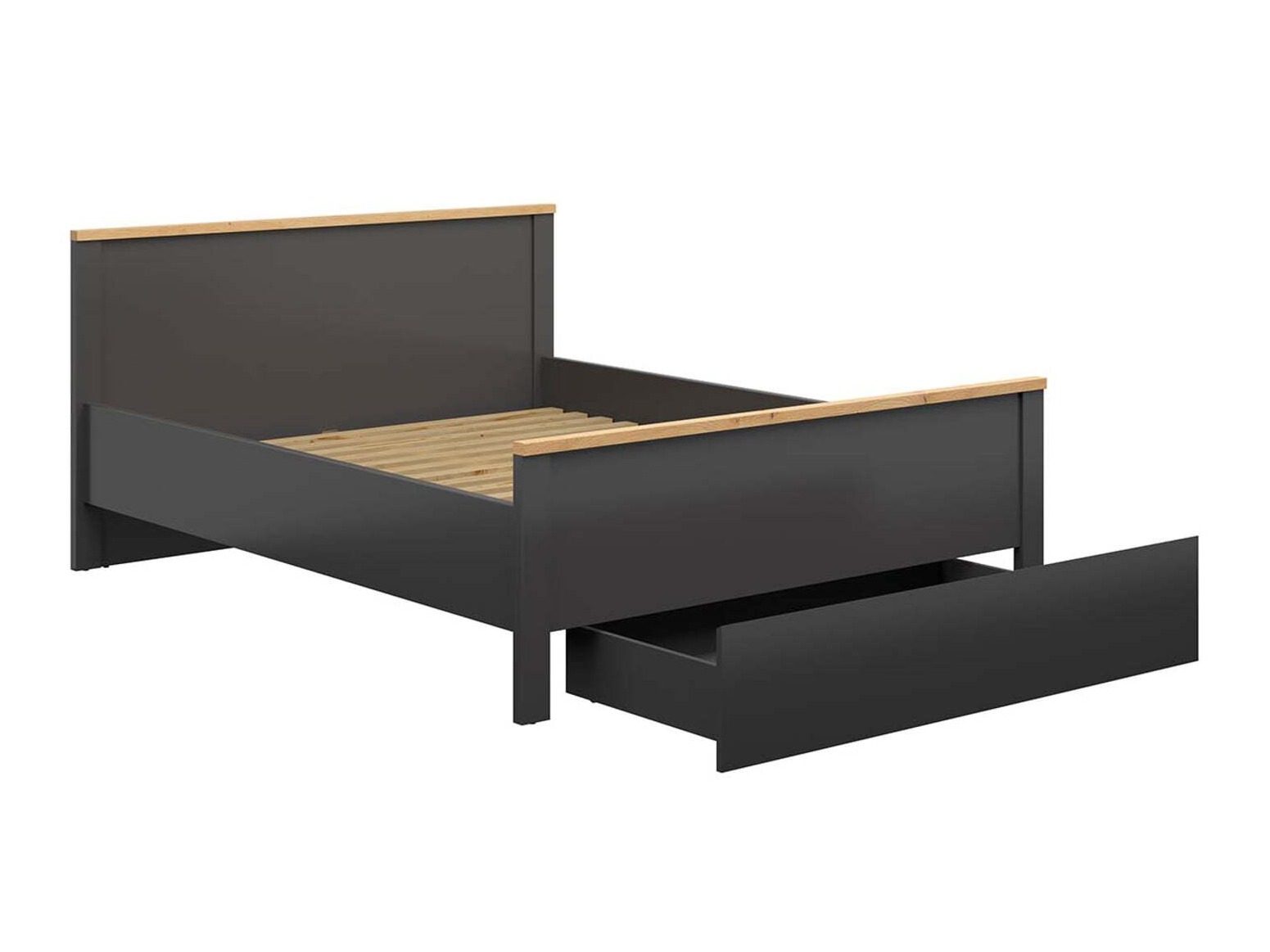 Cama Sordoro 109 (Grafite + Carvalho Artisan)