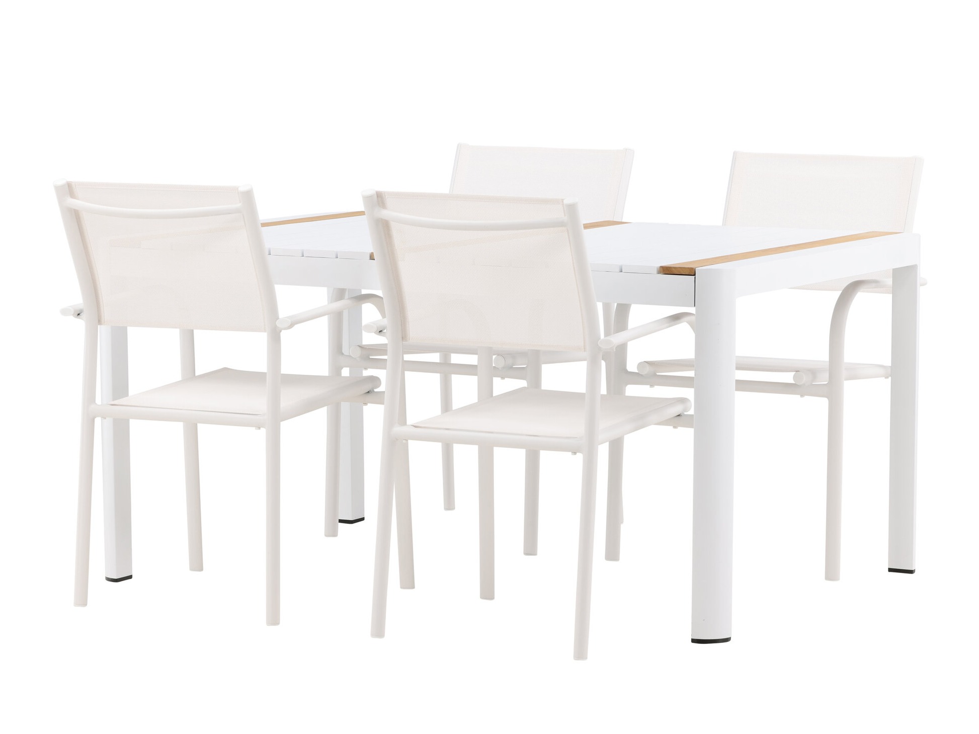 Conjunto de mesa e cadeiras Dallas 5318 (Branco + Teca)
