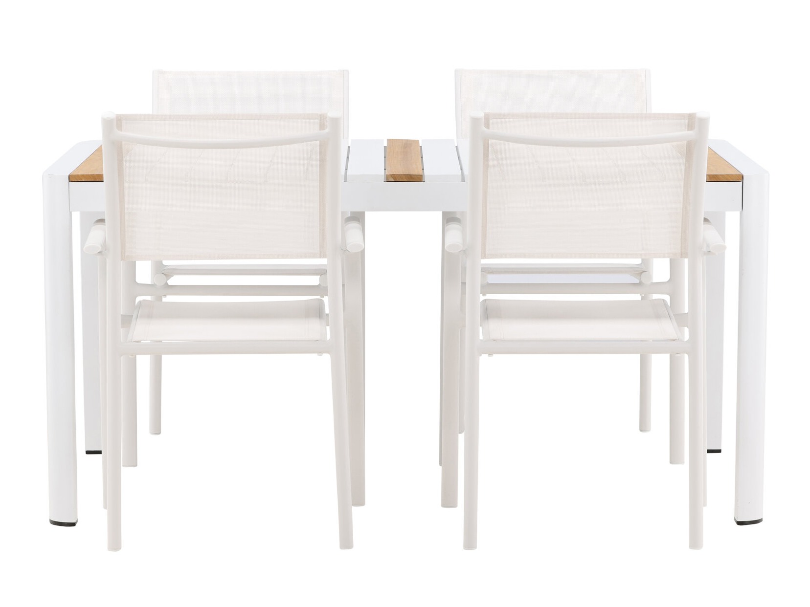 Conjunto de mesa e cadeiras Dallas 5318 (Branco + Teca)