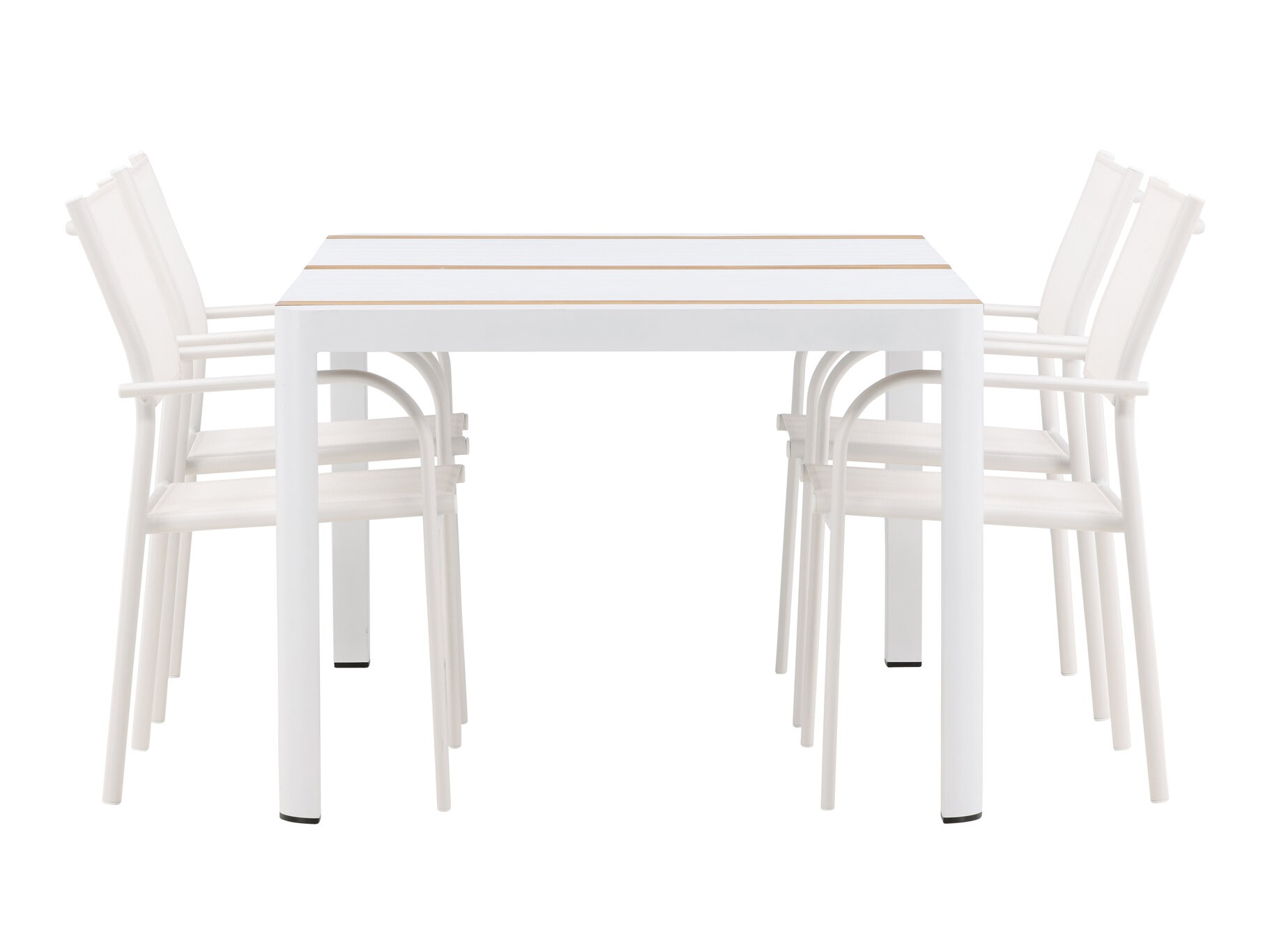 Conjunto de mesa e cadeiras Dallas 5318 (Branco + Teca)