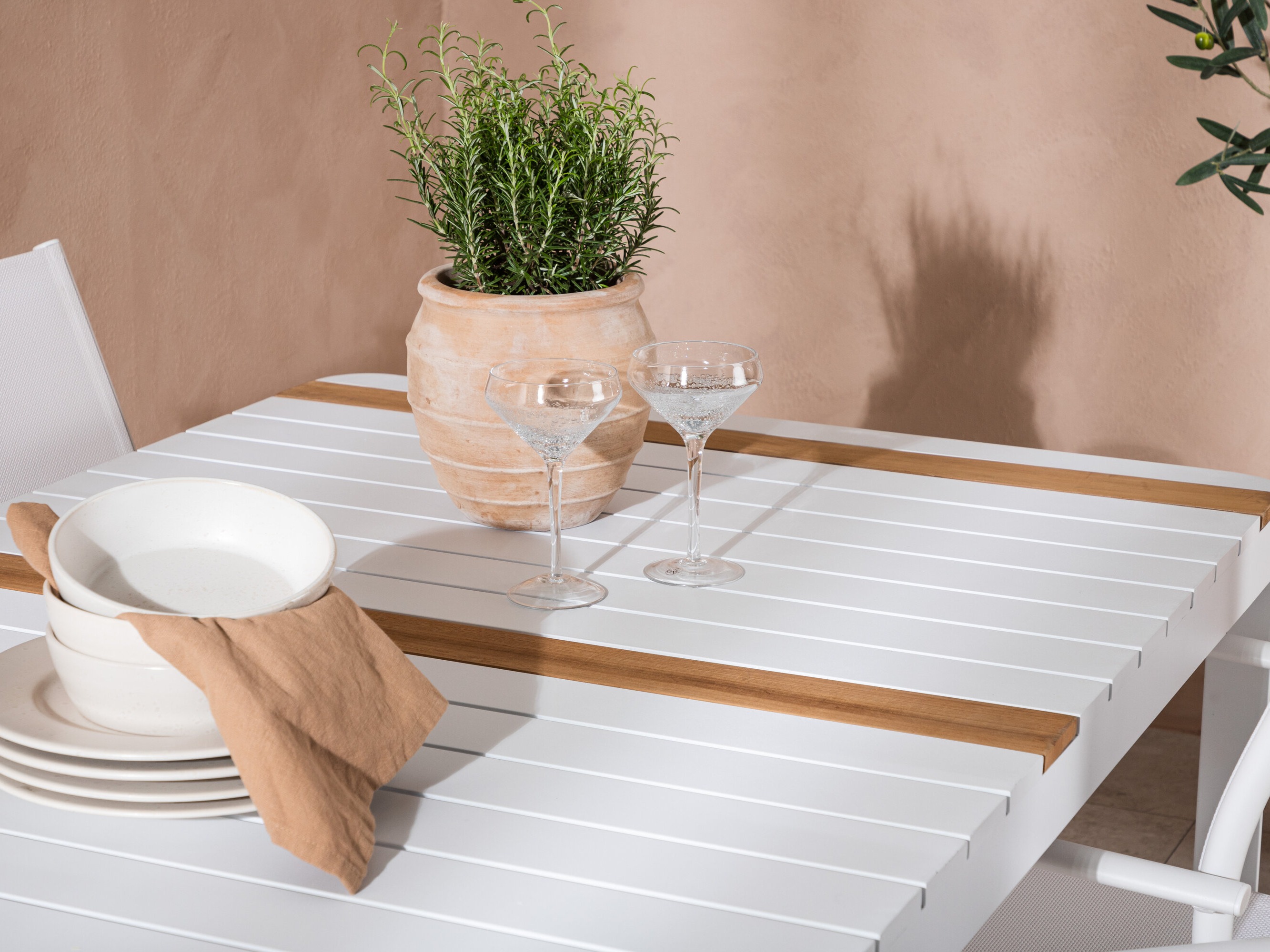 Conjunto de mesa e cadeiras Dallas 5318 (Branco + Teca)