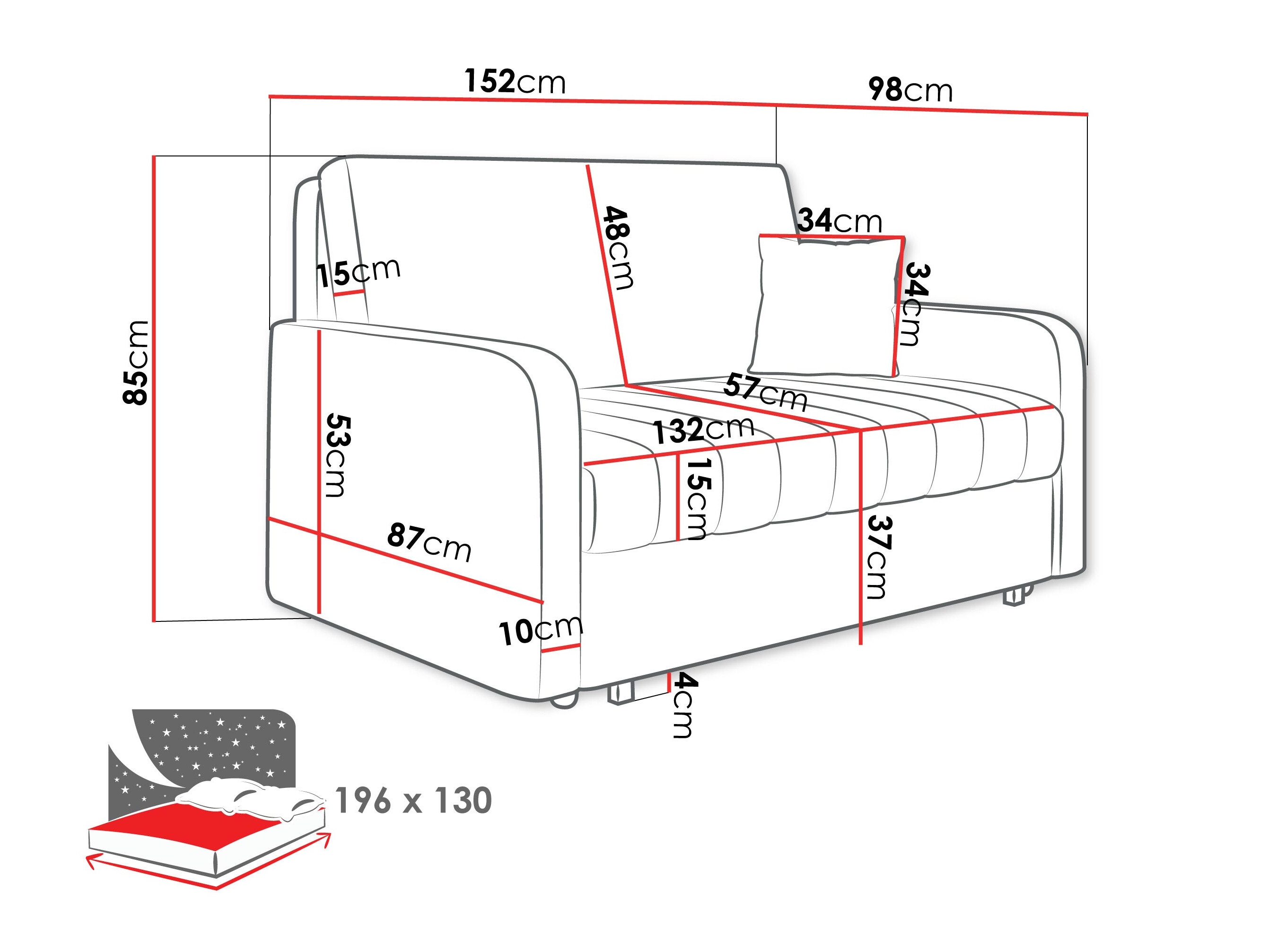 Sofá-cama Columbus 260 (Polo 872)