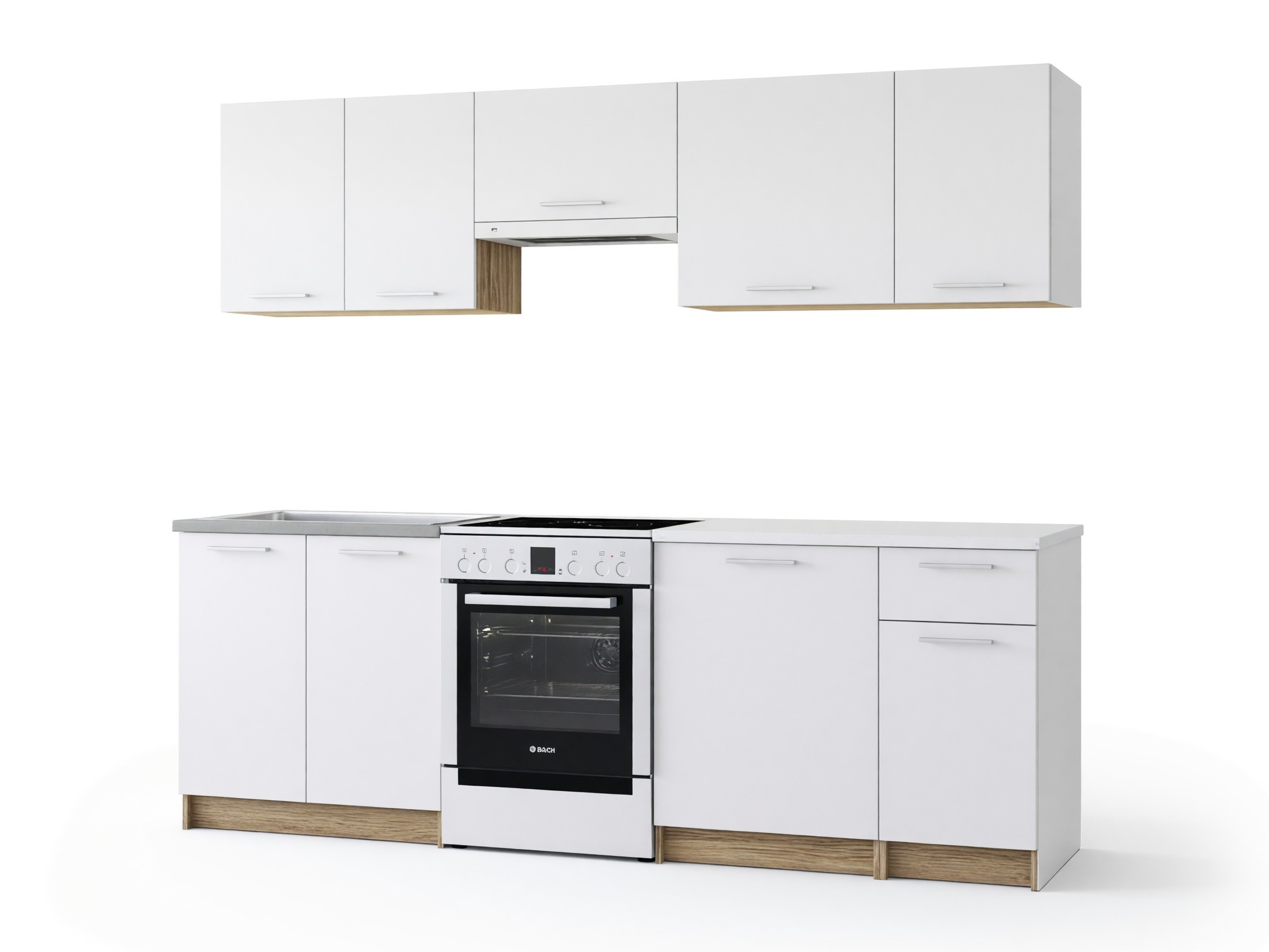 Conjunto para cozinha Houston 856 (Branco + Carvalho sonoma)