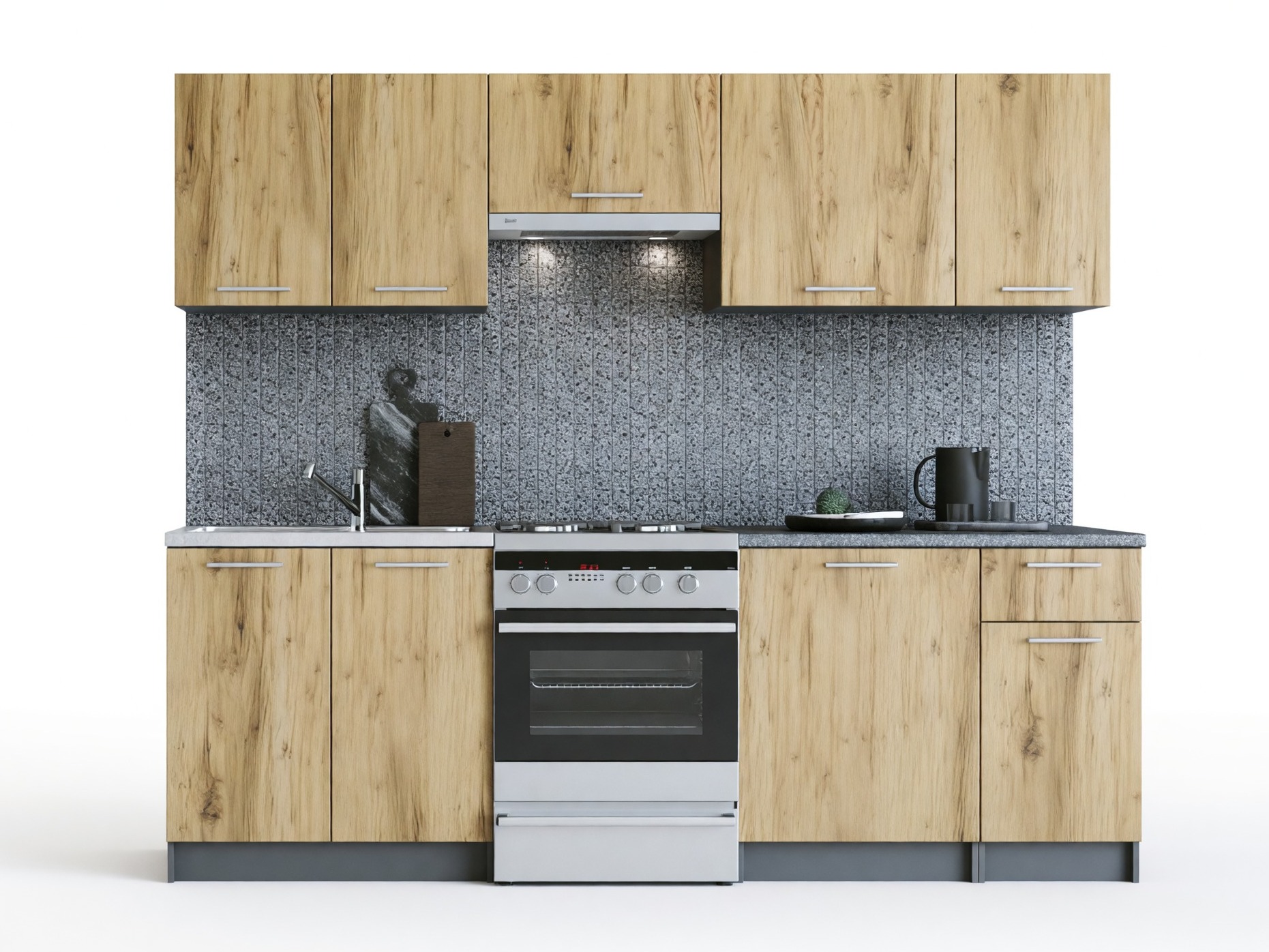 Conjunto para cozinha Houston 856 (Carvalho wotan + Antracite)
