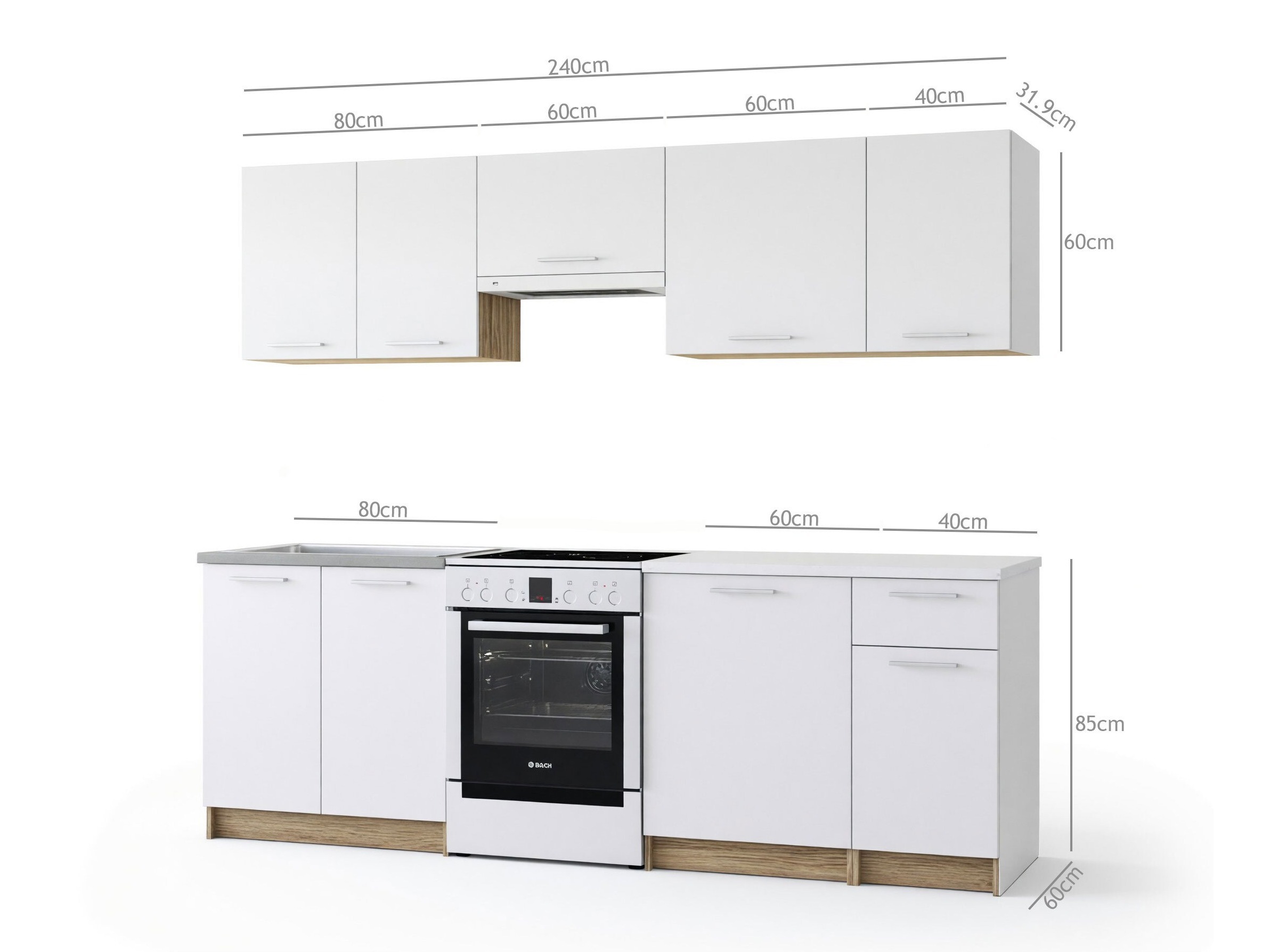 Conjunto para cozinha Houston 856 (Antracite + Craft carvalho)