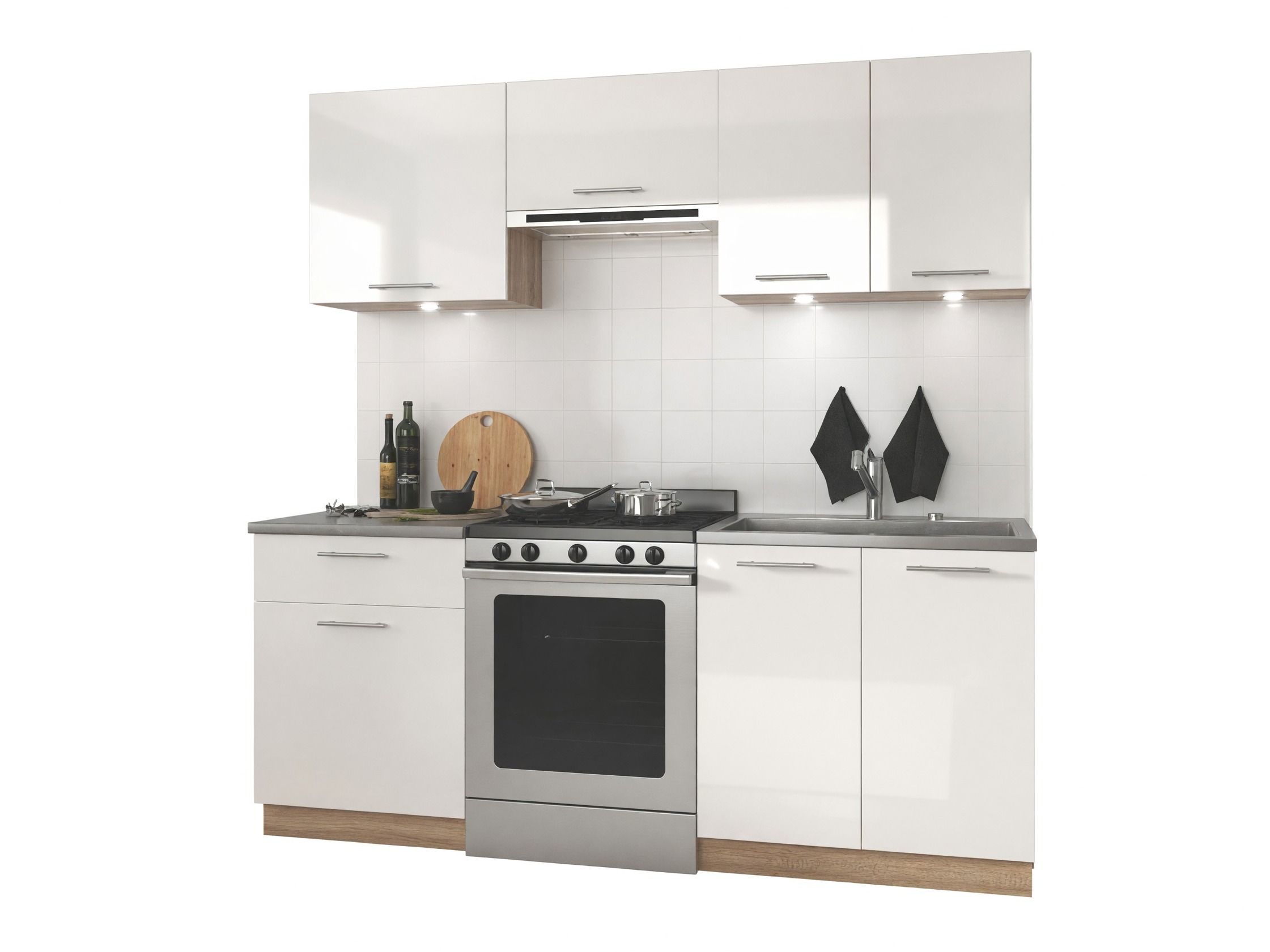 Conjunto para cozinha Houston 857 (Branco brilhante + Carvalho sonoma)