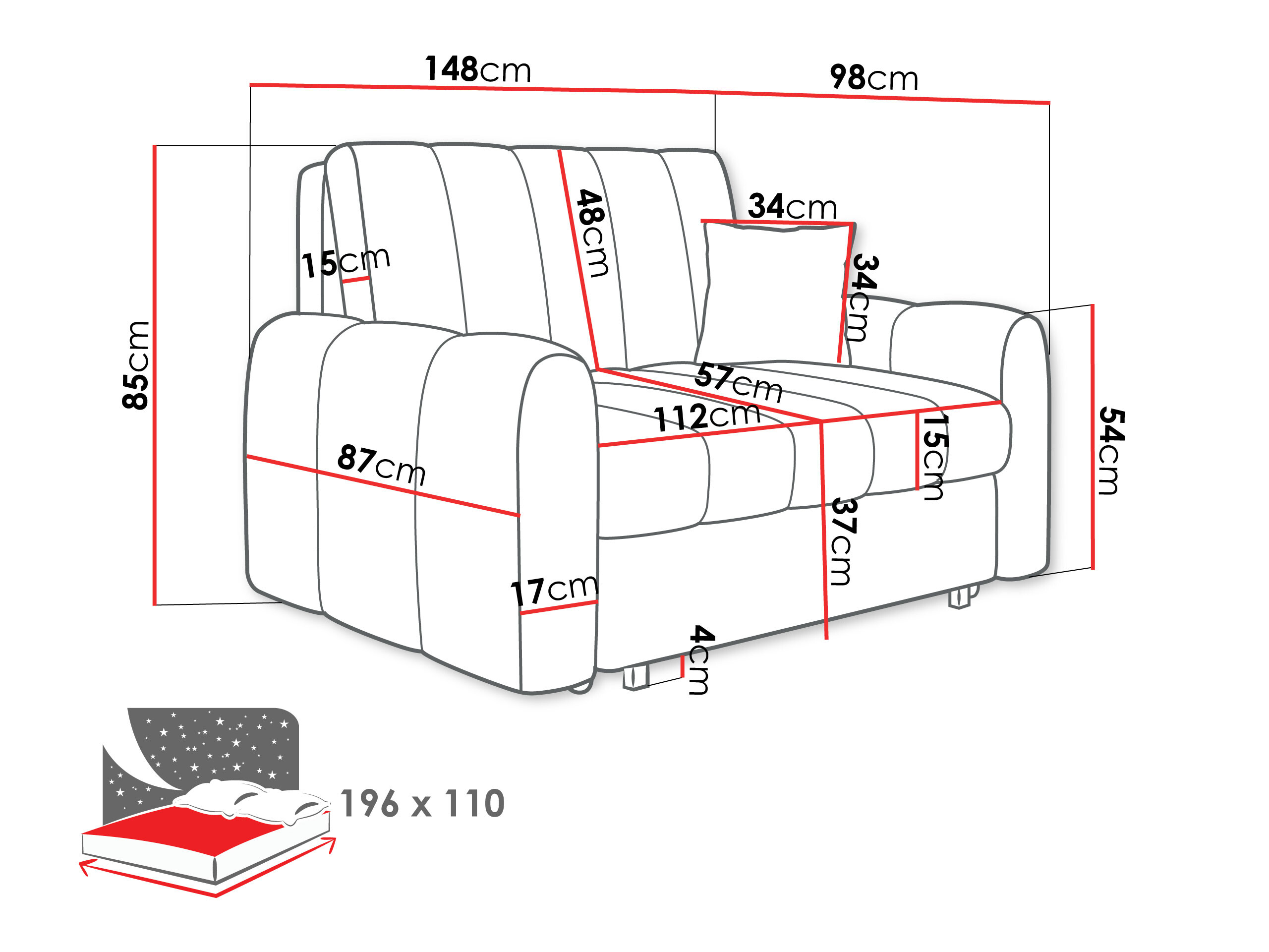 Sofá-cama Columbus 263 (Lumo 30)